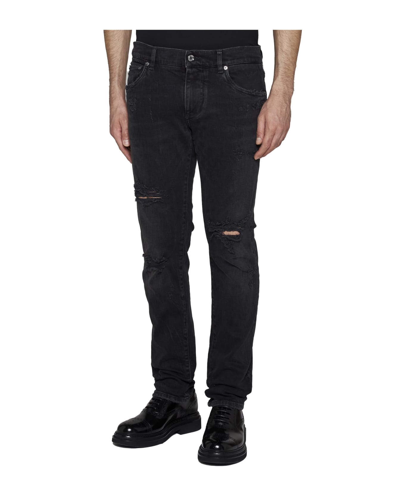 Dolce & Gabbana Destroyed Slim Jeans - Black