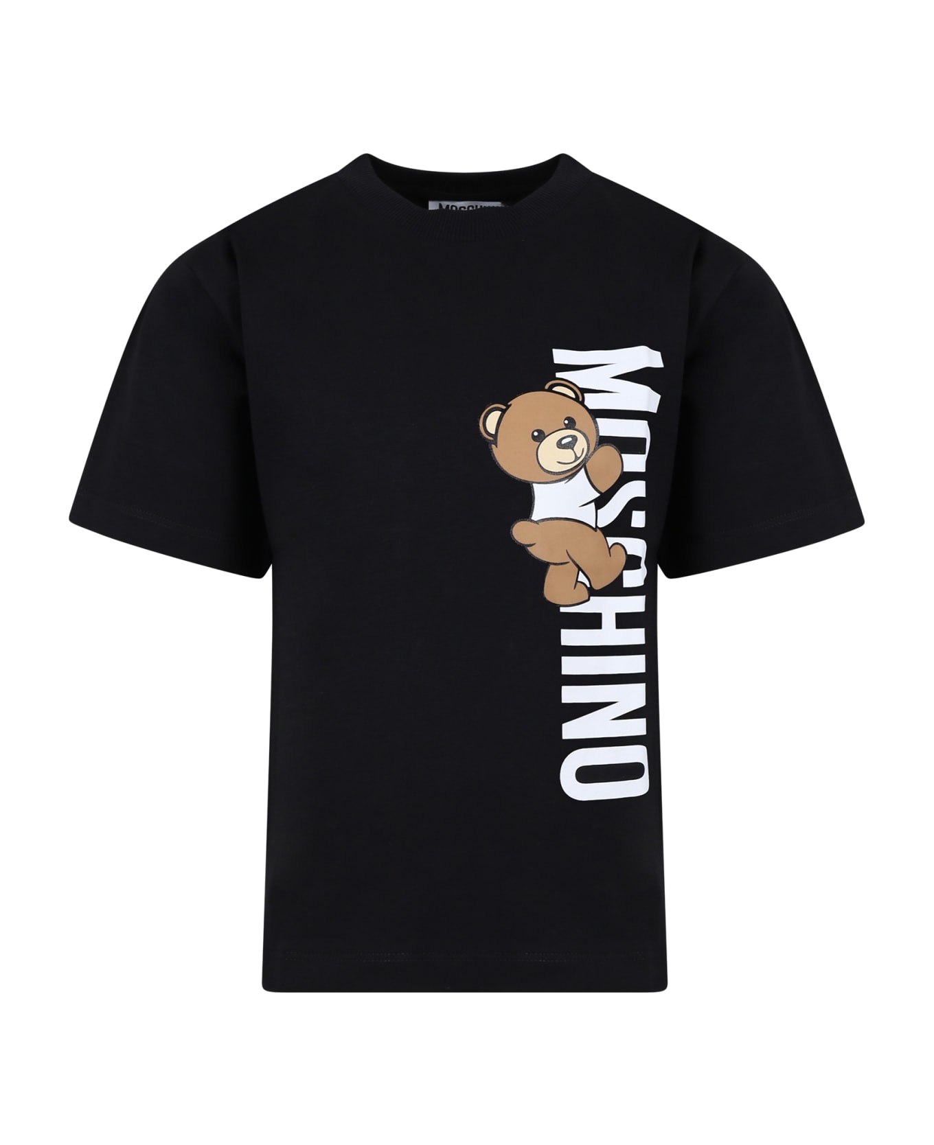 Moschino Black T-shirt For Kids With Teddy Bear And Logo - Nero Tシャツ＆ポロシャツ