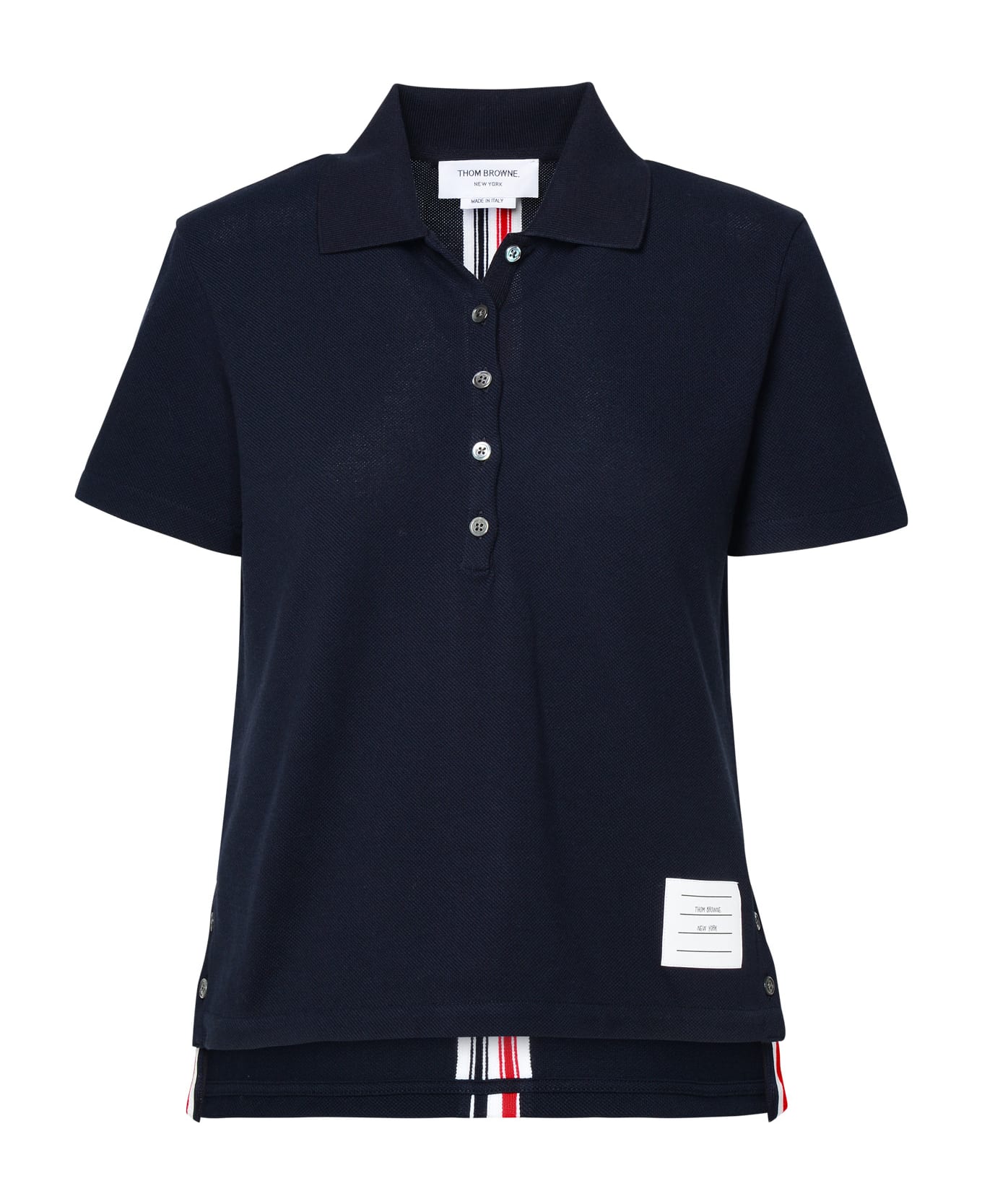 Thom Browne Navy Cotton Polo Shirt - Navy ポロシャツ