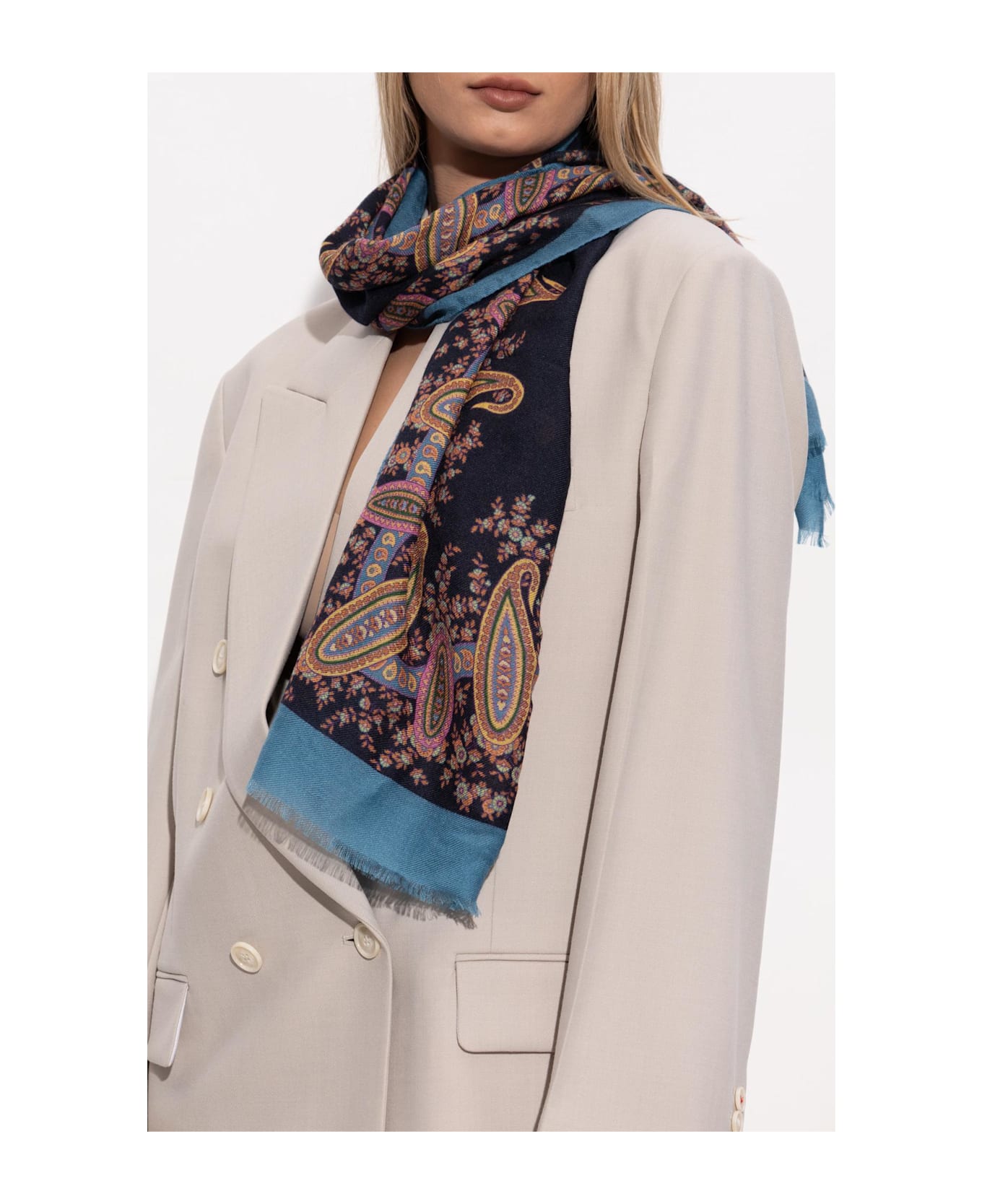 Etro Scarf With Decorative Pattern - BLACK/BLUE
