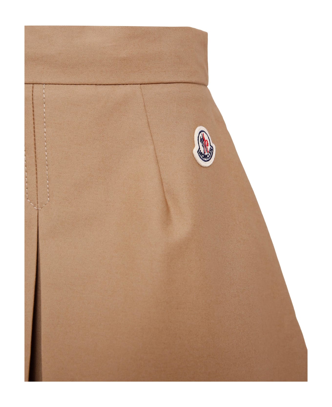 Moncler Beige Skirt For Girl With Logo - Beige