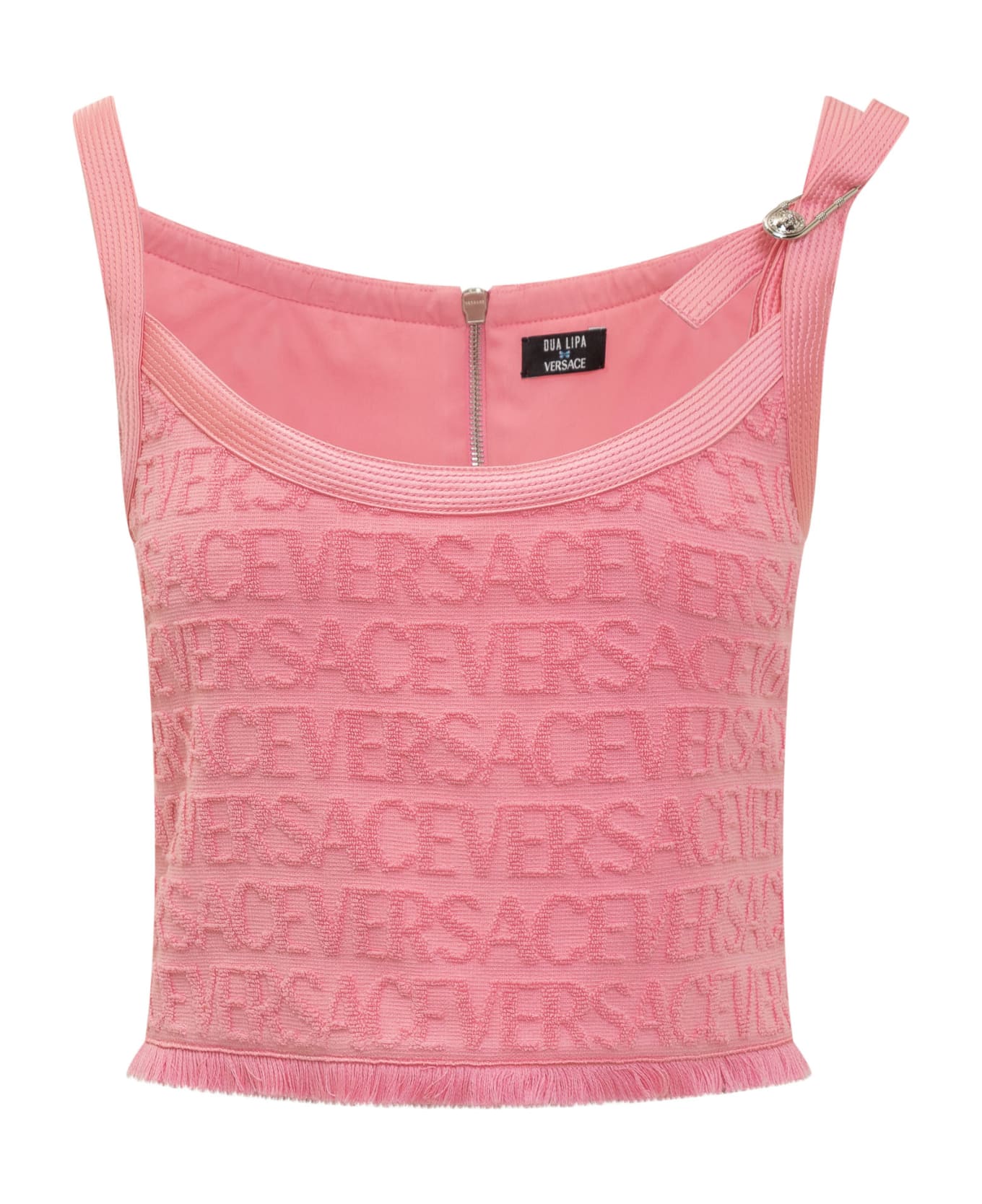 Versace Allover Logo Safety Pin Top - FLAMINGO
