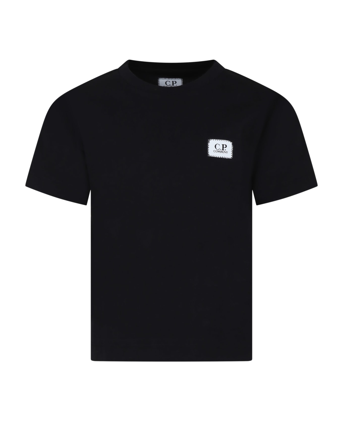 C.P. Company Undersixteen Black T-shirt For Boy With Logo - Nero/Black