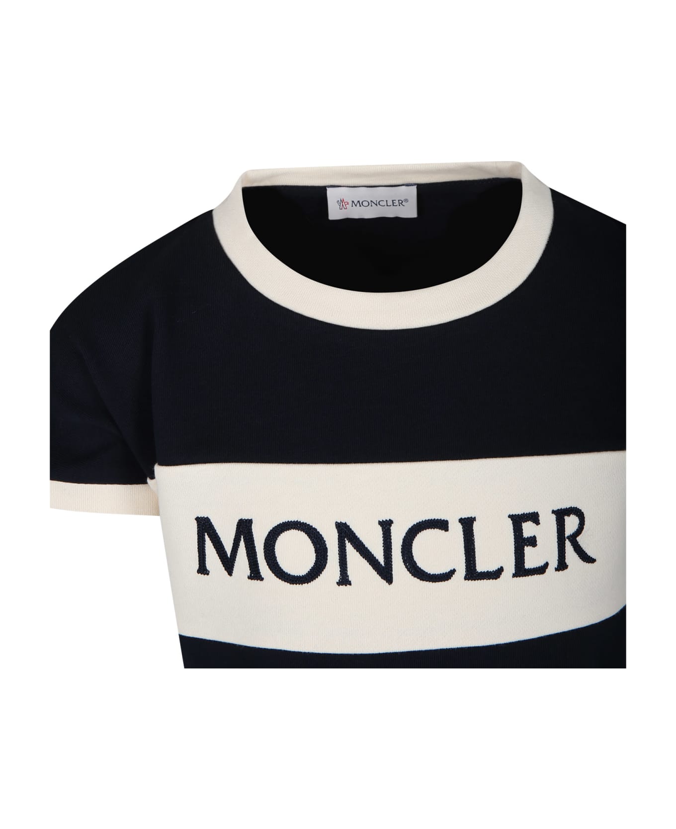 Moncler Blue Dress For Girl With Logo - Blue ワンピース＆ドレス