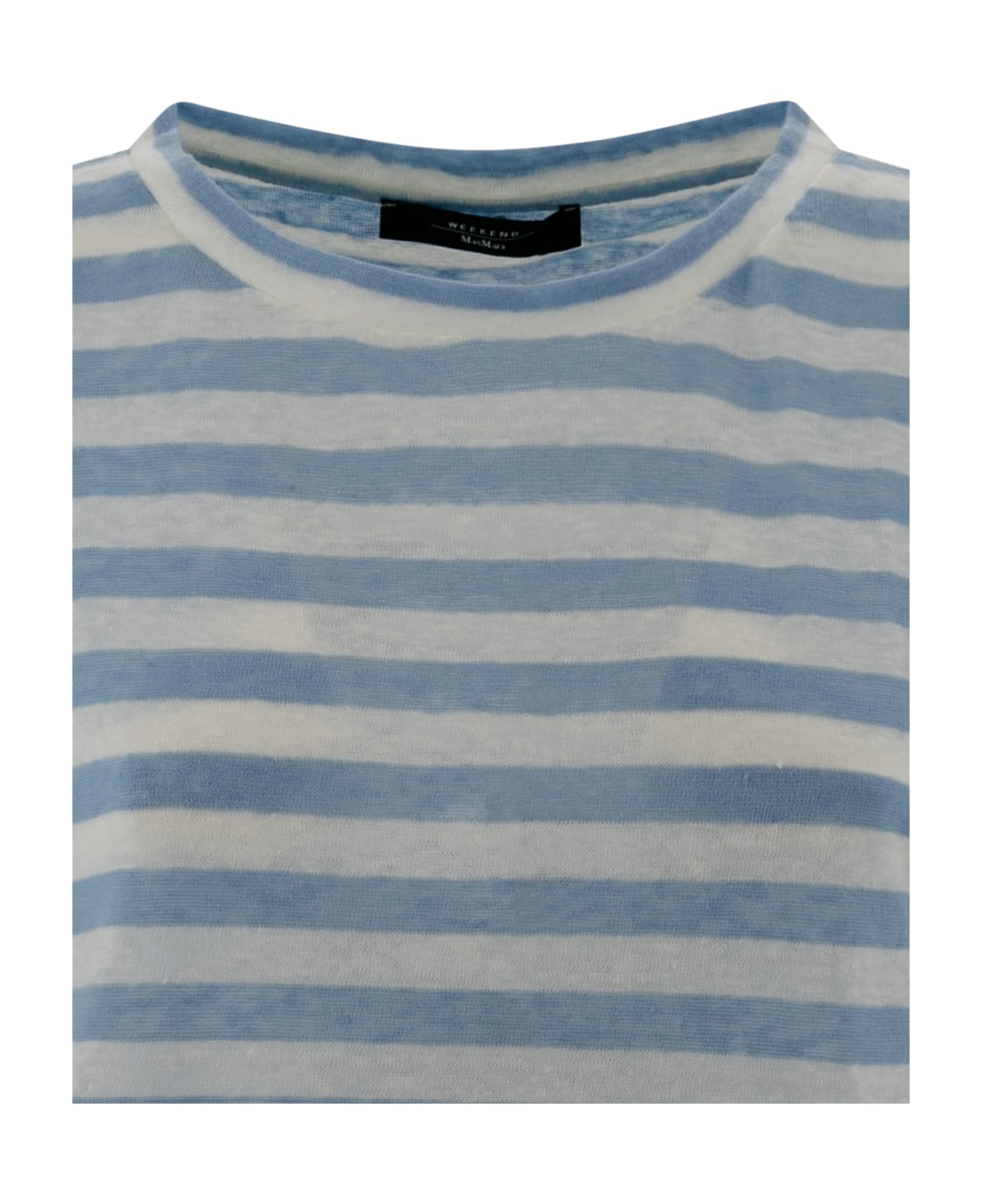Weekend Max Mara Linen Jersey Blouse - Off rigato Tシャツ