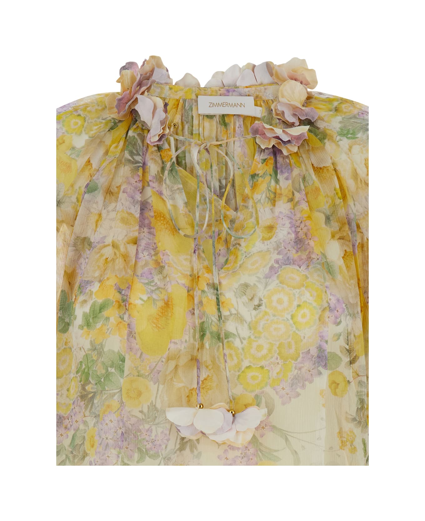 Zimmermann Yellow Blouse With Floral Print In Viscose Woman - Yellow ブラウス