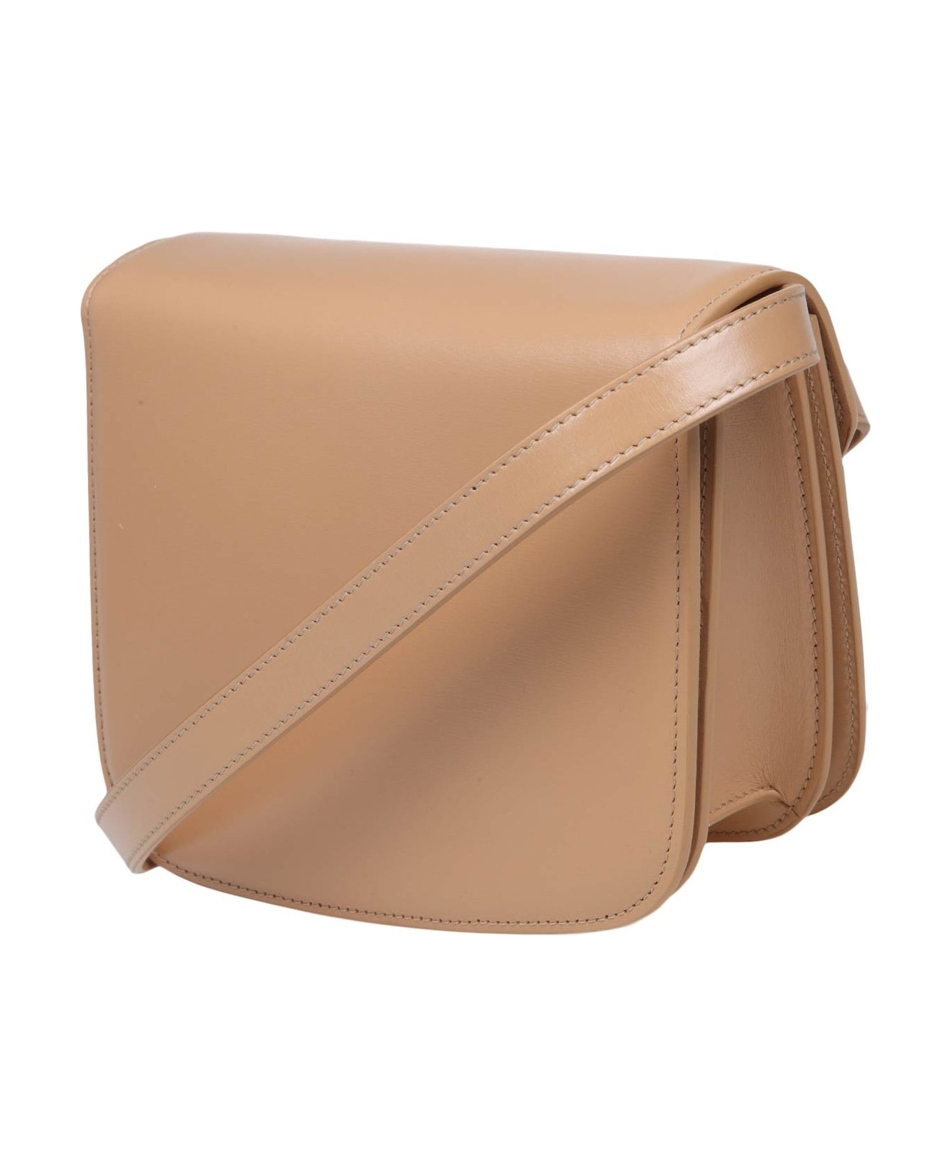 Ferragamo Small Fiamma Shoulder Bag In Camel Color Leather - Camel