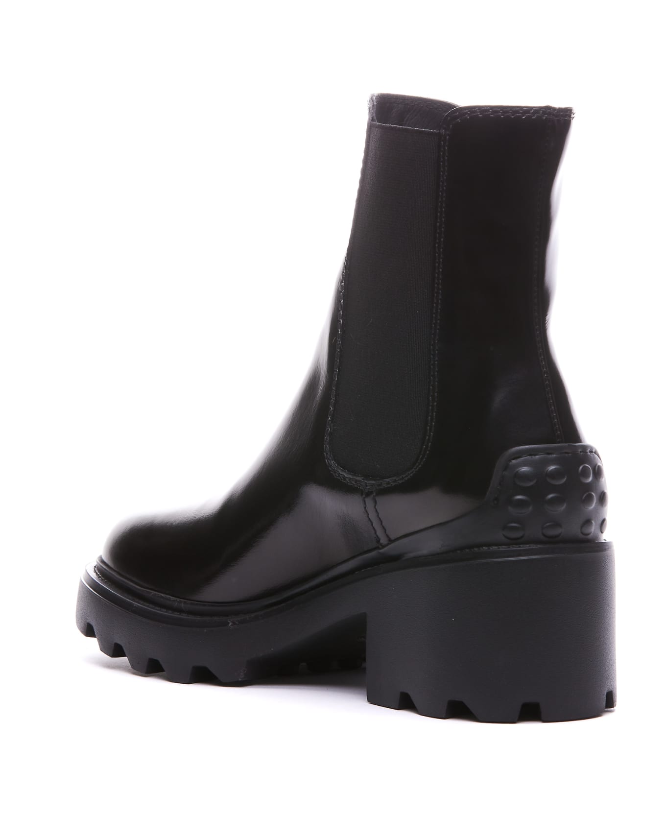 Tod's Leather Ankle Boot With Macro Sole - Black ブーツ