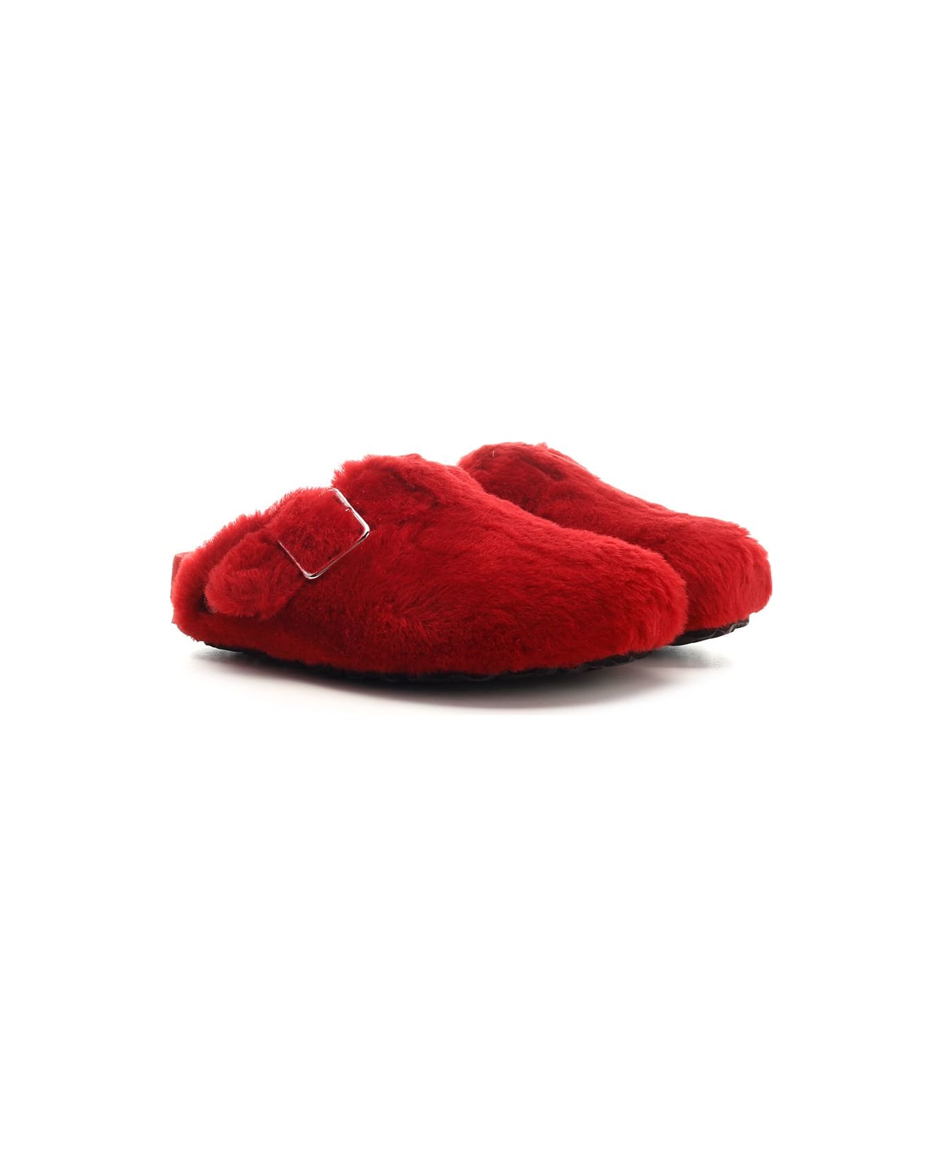 Birkenstock 'boston' Shearling Sabot - Rosso