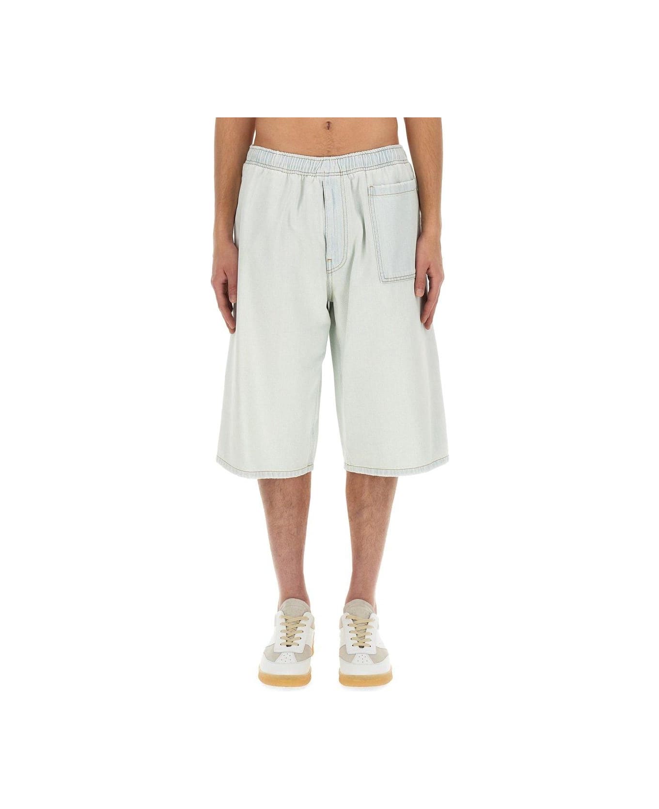 MM6 Maison Margiela Oversized Denim Bermuda Shorts - Light Blue