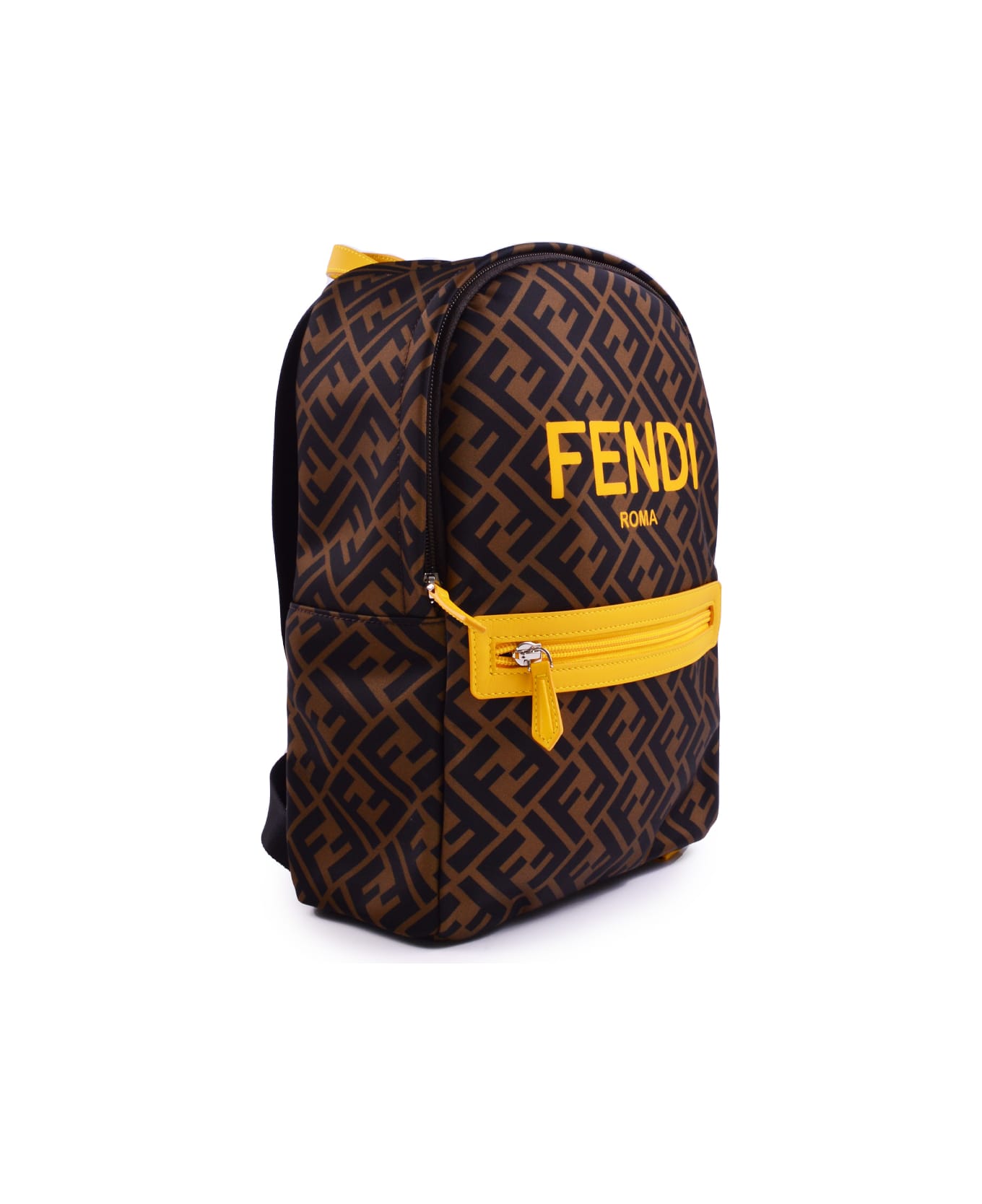 Fendi Nylon McQueen Backpack With Ff Print - Brown