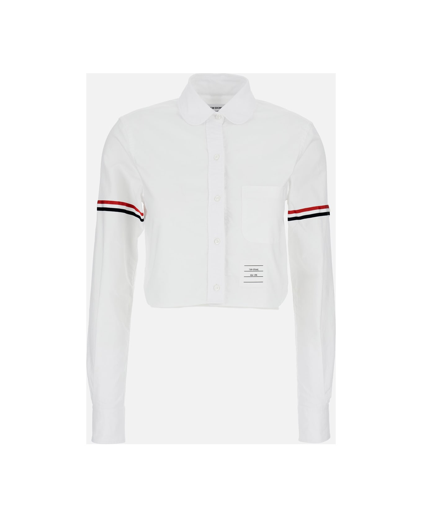 Thom Browne Classic Cropped Round Collar Shirt - White