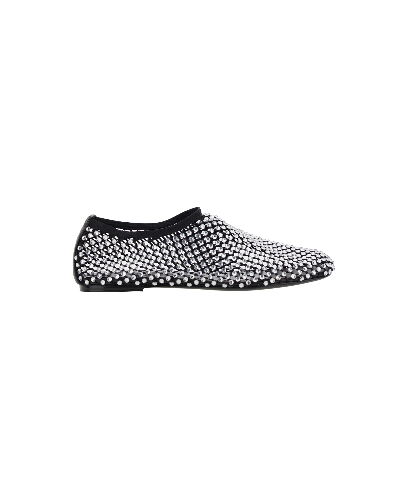 Strategia Silver Colored Ballet Flats With All-over Rhinestone Embellishments In Fabric Woman - Metallic