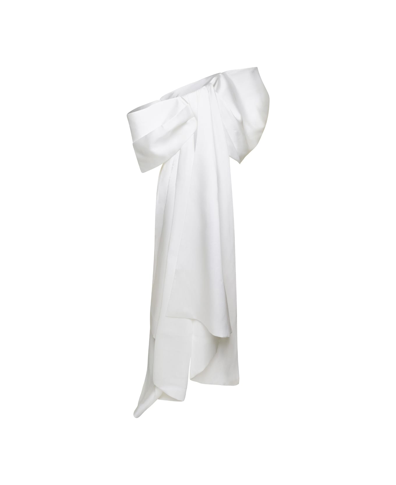 Solace London White Mini Dress With Rear Maxi Bow In Techno Fabric Woman - White ワンピース＆ドレス
