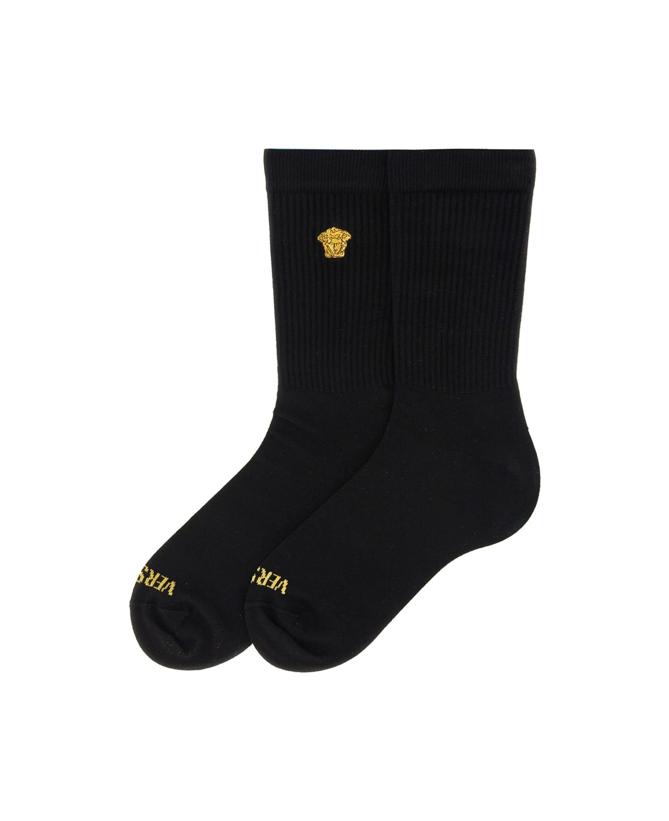 Versace Socks With Logo - BLACK
