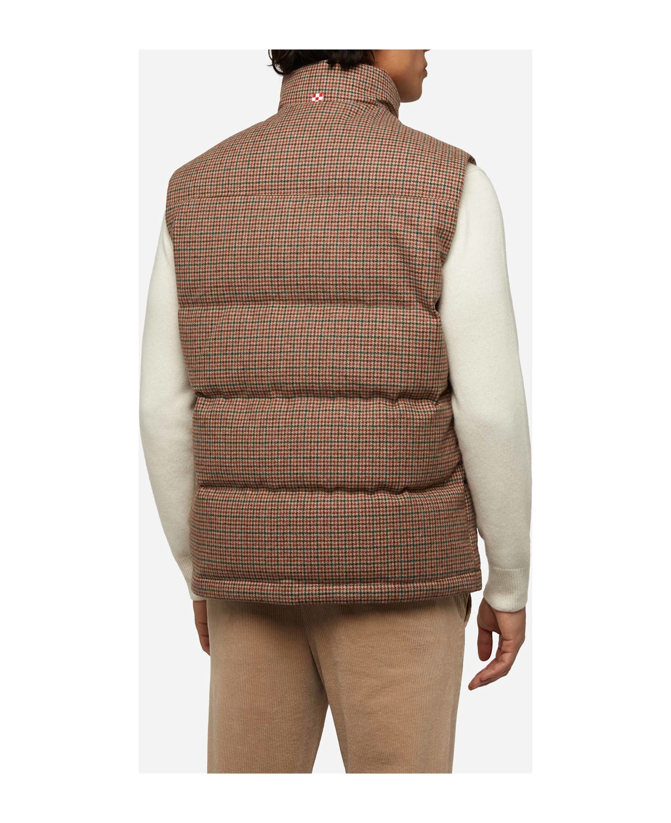 MC2 Saint Barth Down Padded Vest Thunder With Pied De Poul Print - GREEN