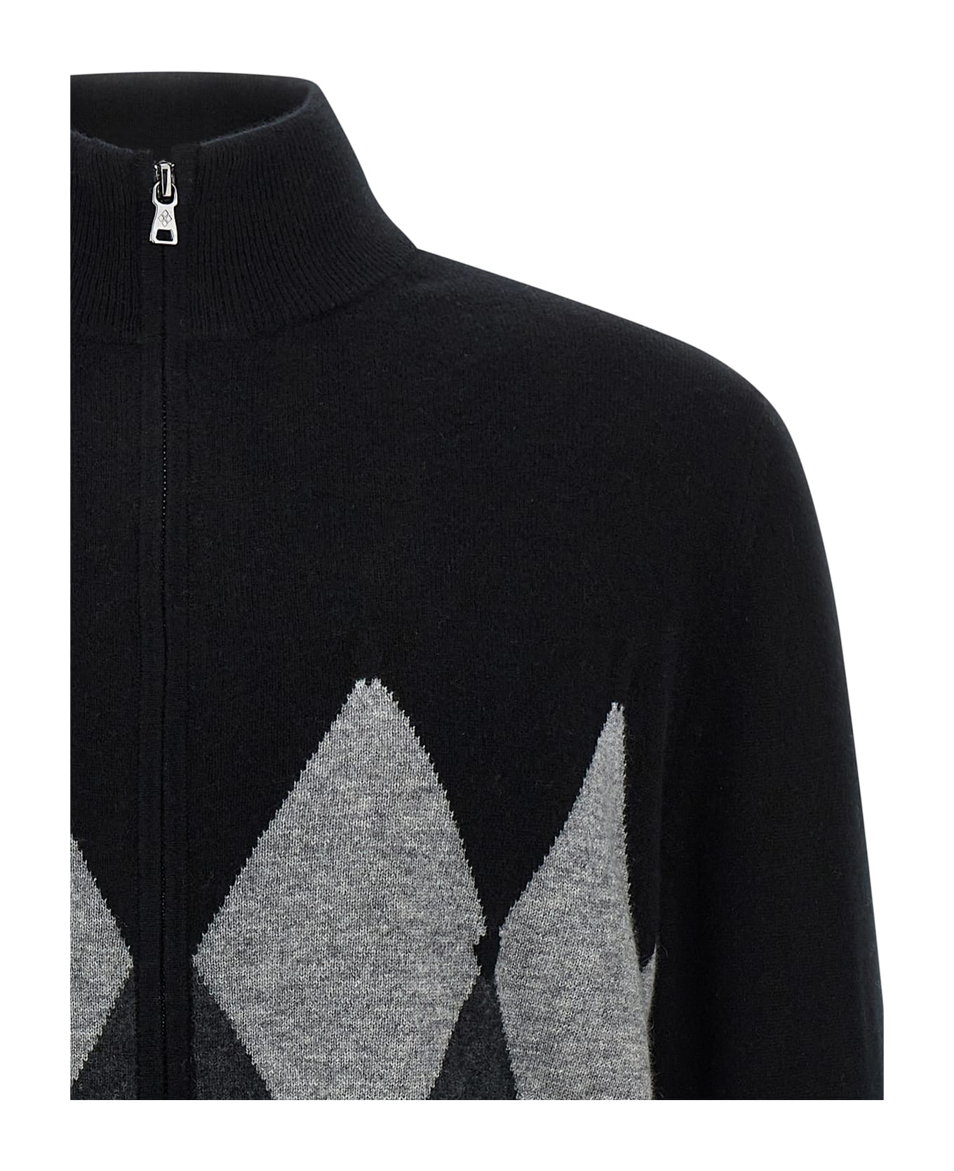 Ballantyne Cardigan Argyle - Black  