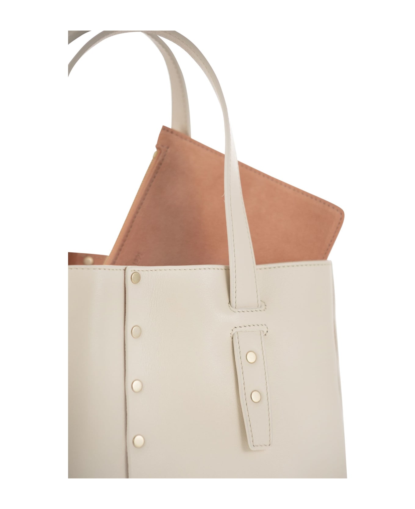 Fabiana Filippi Leather And Studded Tote Bag - Ivory