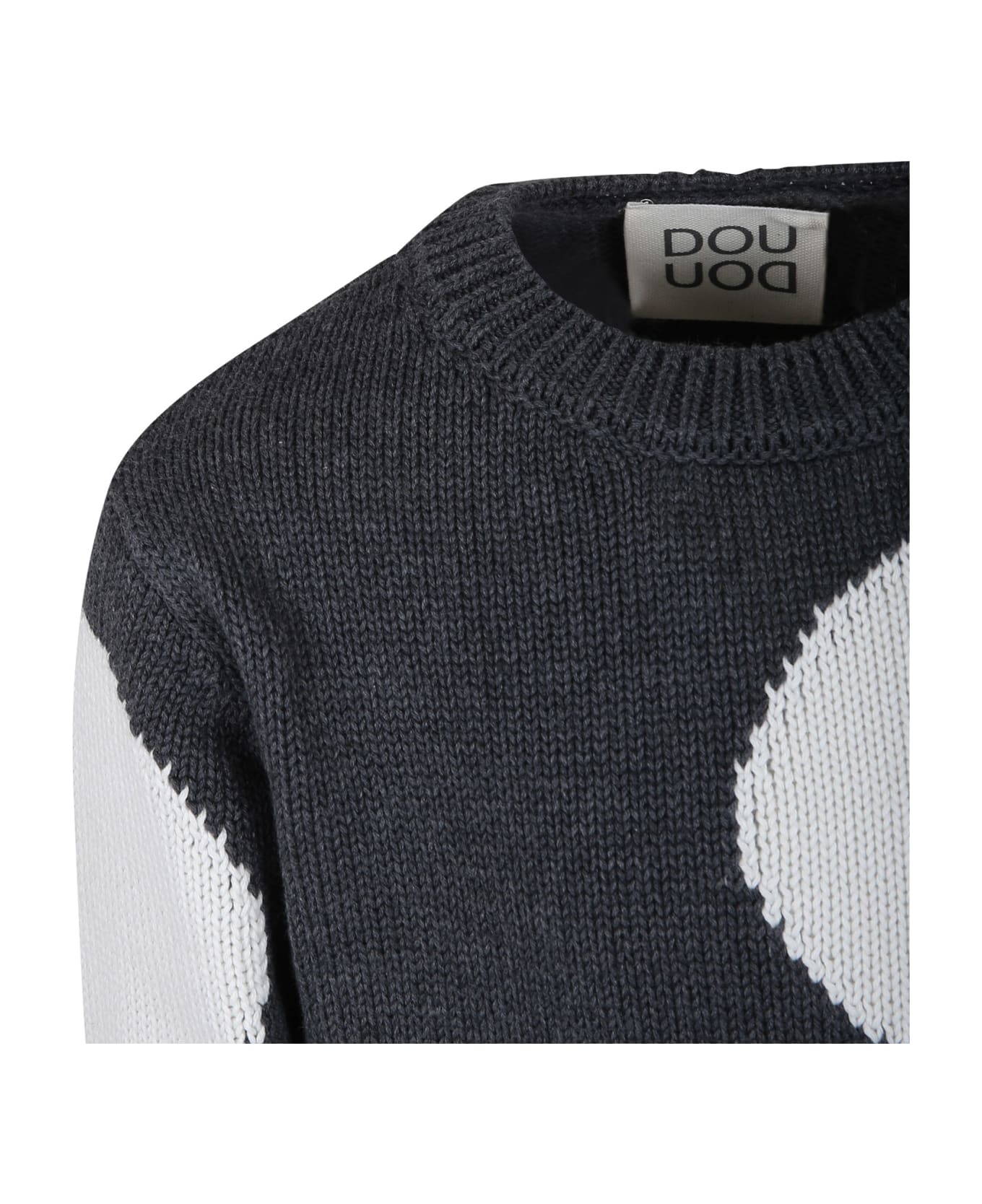 Douuod Gray Sweater For Girl With White Polka Dots - Grey ニットウェア＆スウェットシャツ