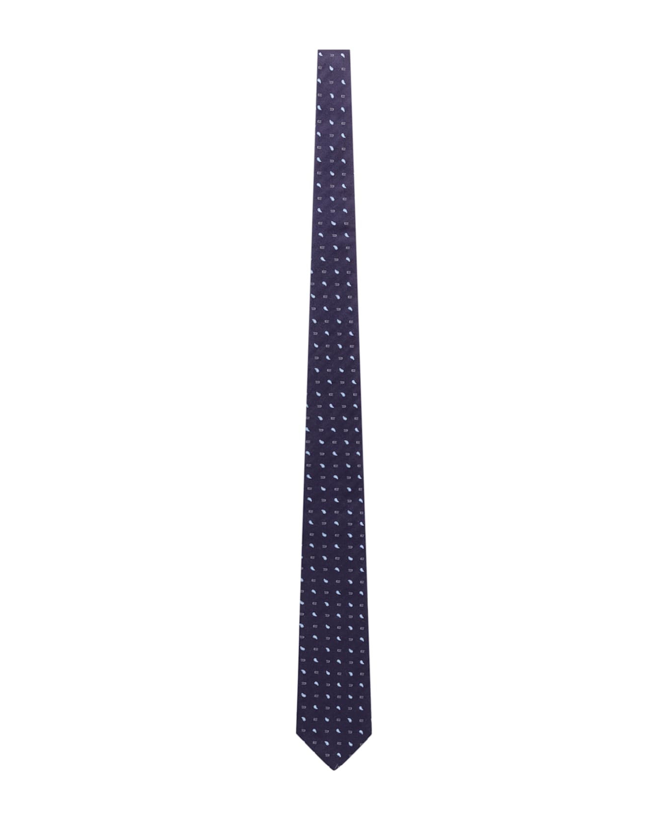 Etro Blue Checked Jacquard Silk Tie - VAR.MULTICOLOR FDO BLU