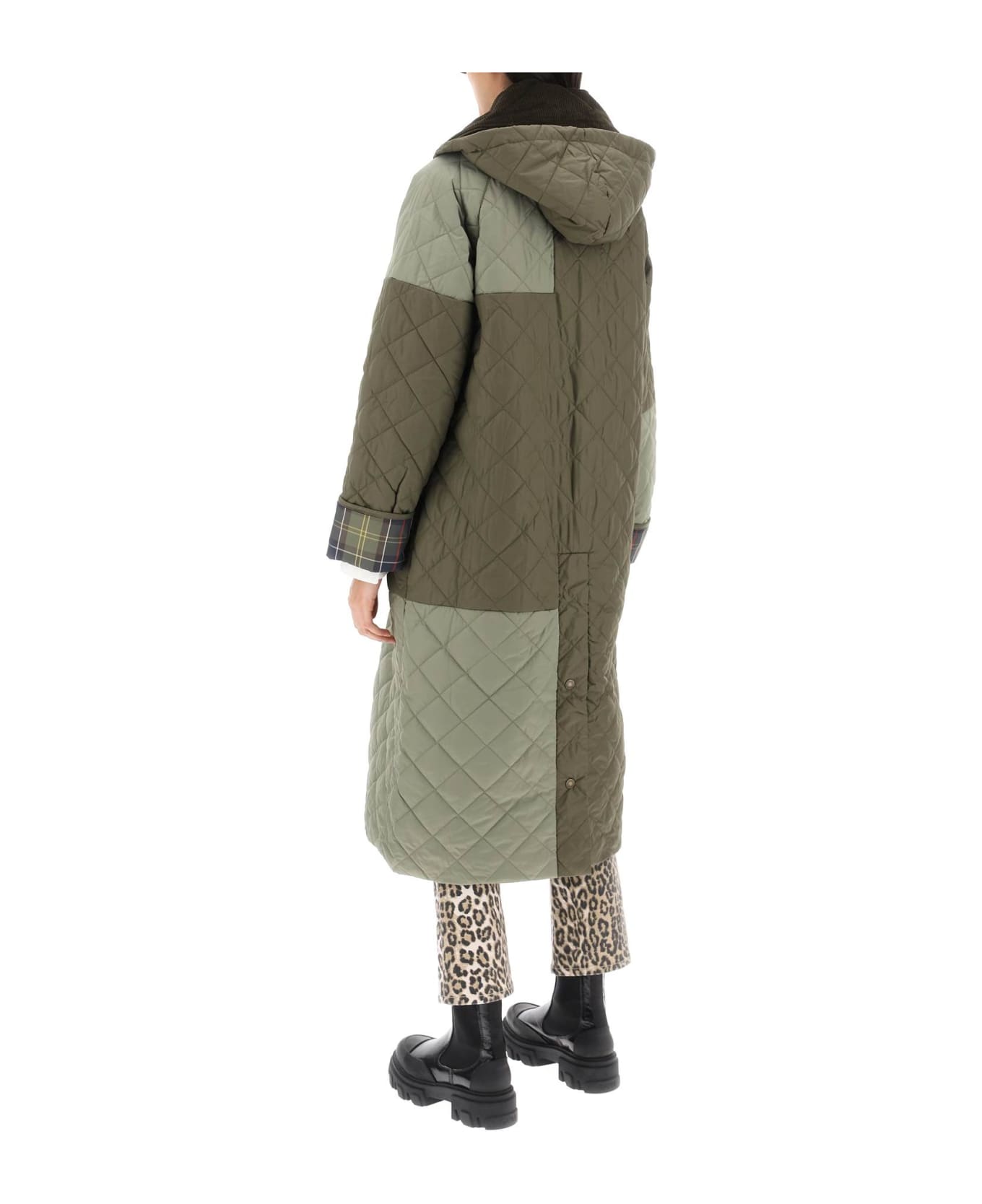 Barbour 'quilted Burghley' Long Down Jacket - FERN LT MOSS CLASSIC (Green) ジャケット