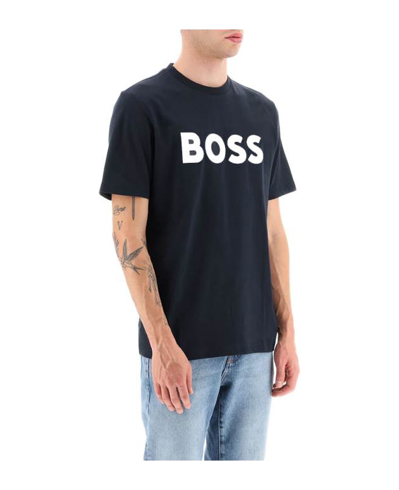 Hugo Boss Tiburt 354 Logo Print T-shirt - Blue