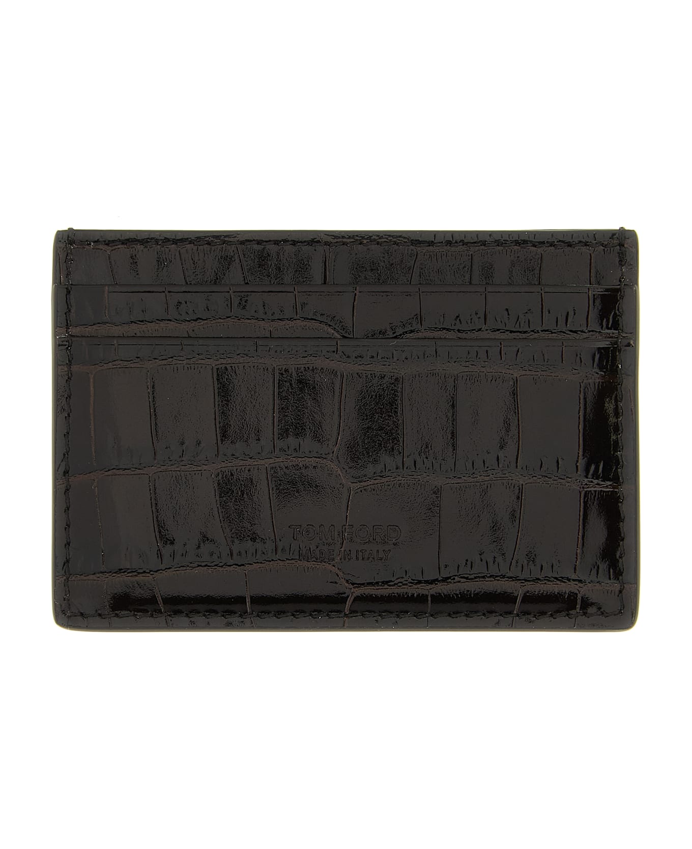 Tom Ford Crocodile Leather Card Holder - Brown