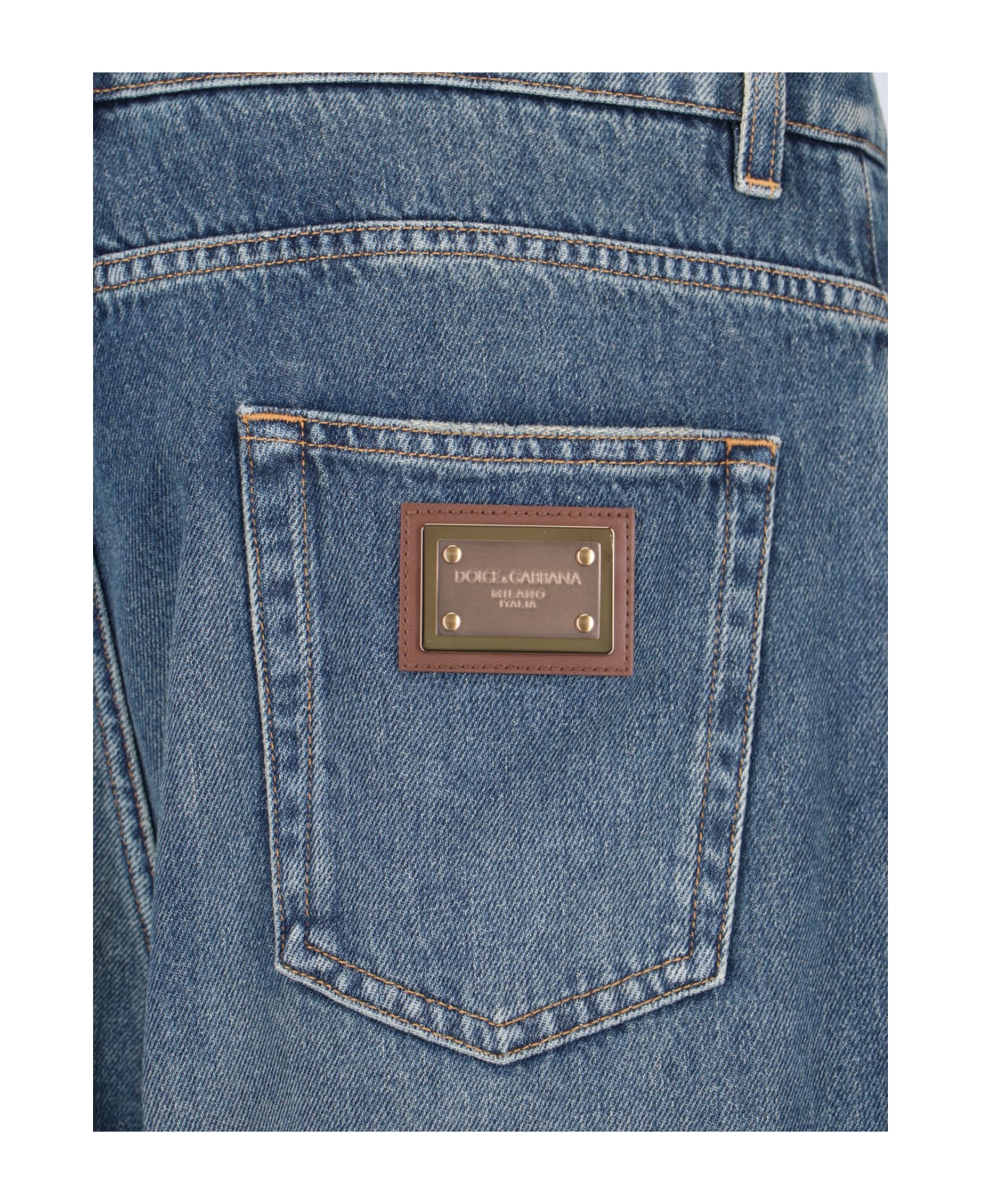 Dolce 
Gabbana Logo Wide Jeans - Blue
