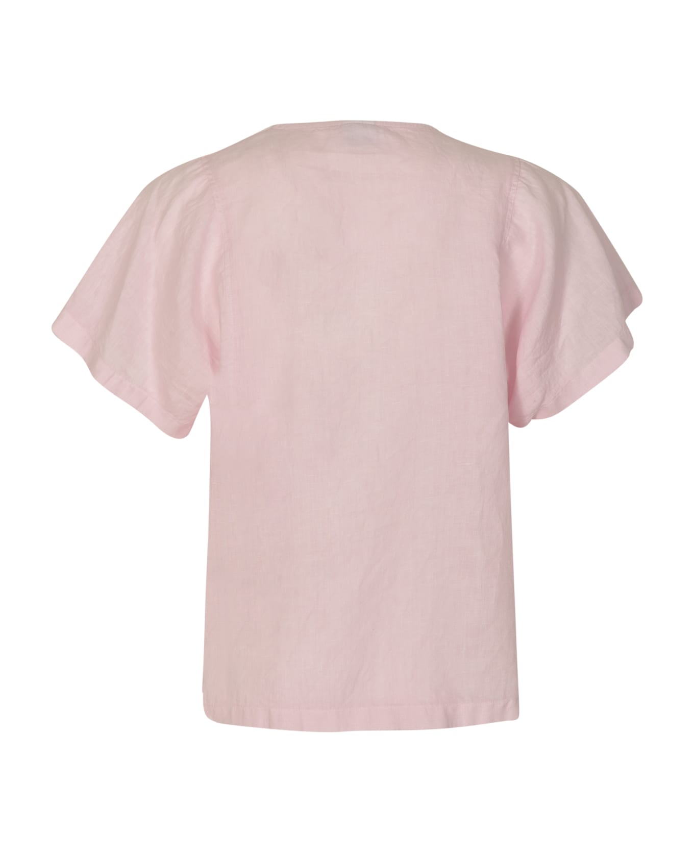 Aspesi Band Collar Plain Short-sleeved Shirt - Pink