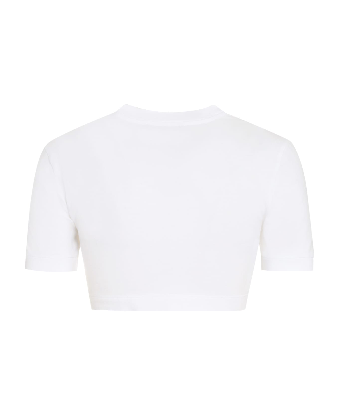 Dolce & Gabbana Stretch Cotton Crop T-shirt With Logo - White