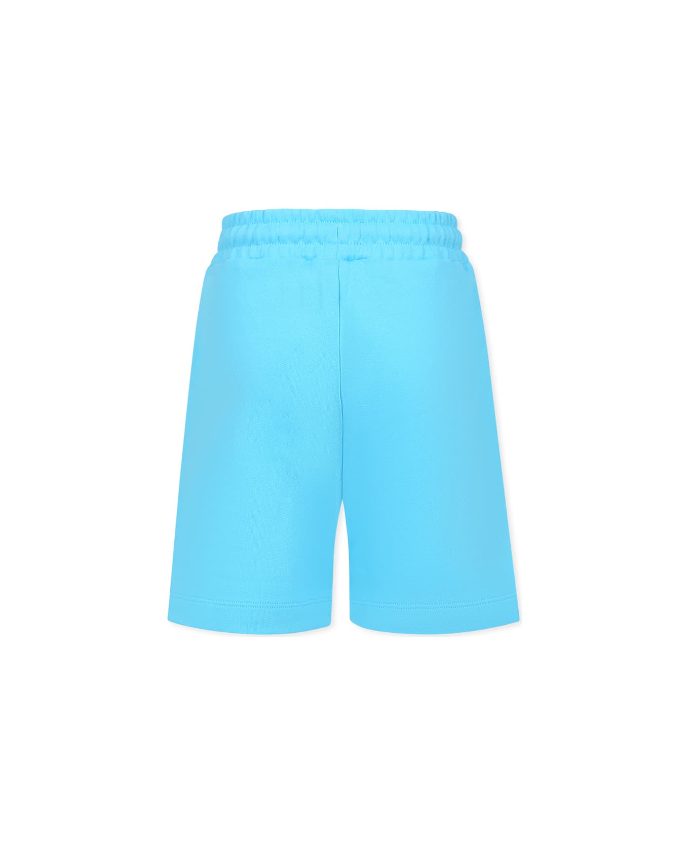 MSGM Light Blue Shorts For Kids With Logo - Light Blue