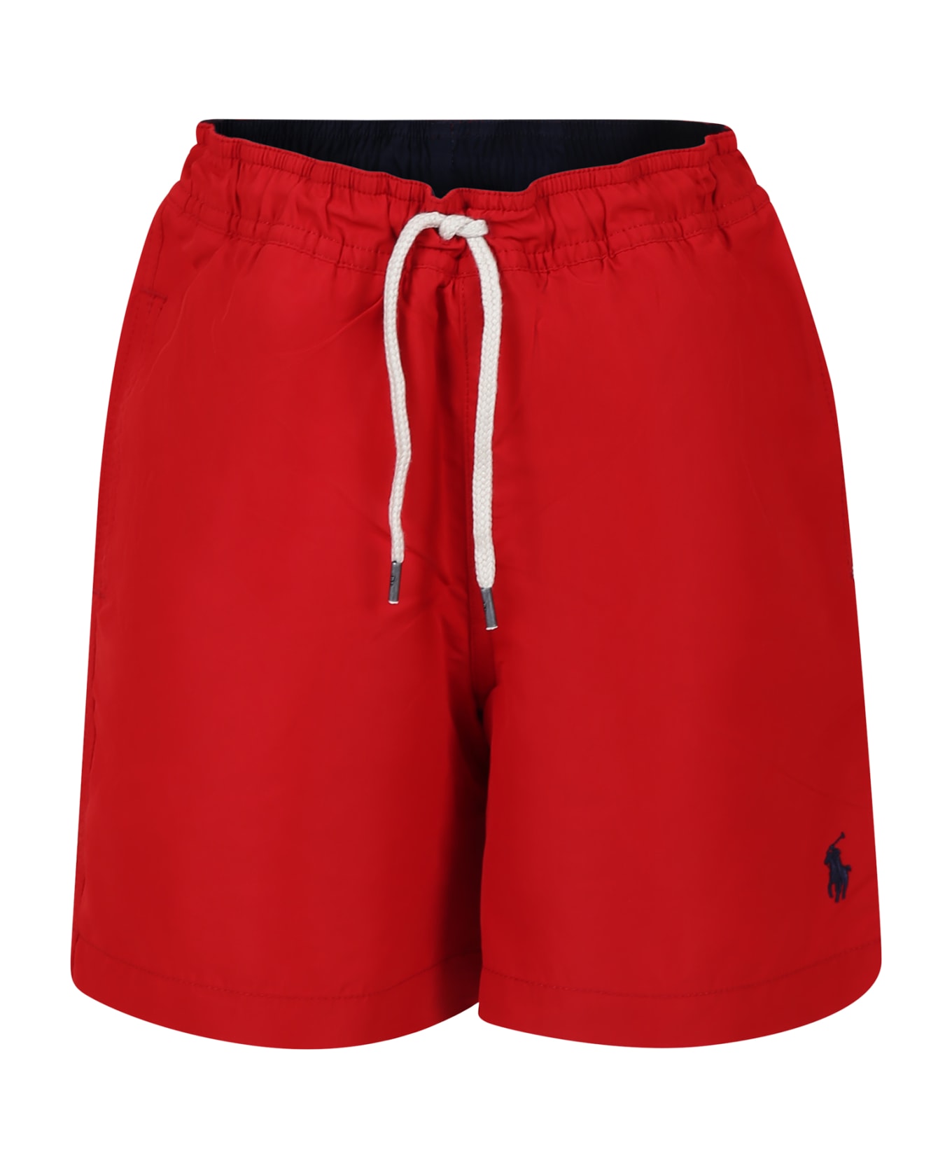 Ralph Lauren Red Swimsuit For Boy With Horse - Red