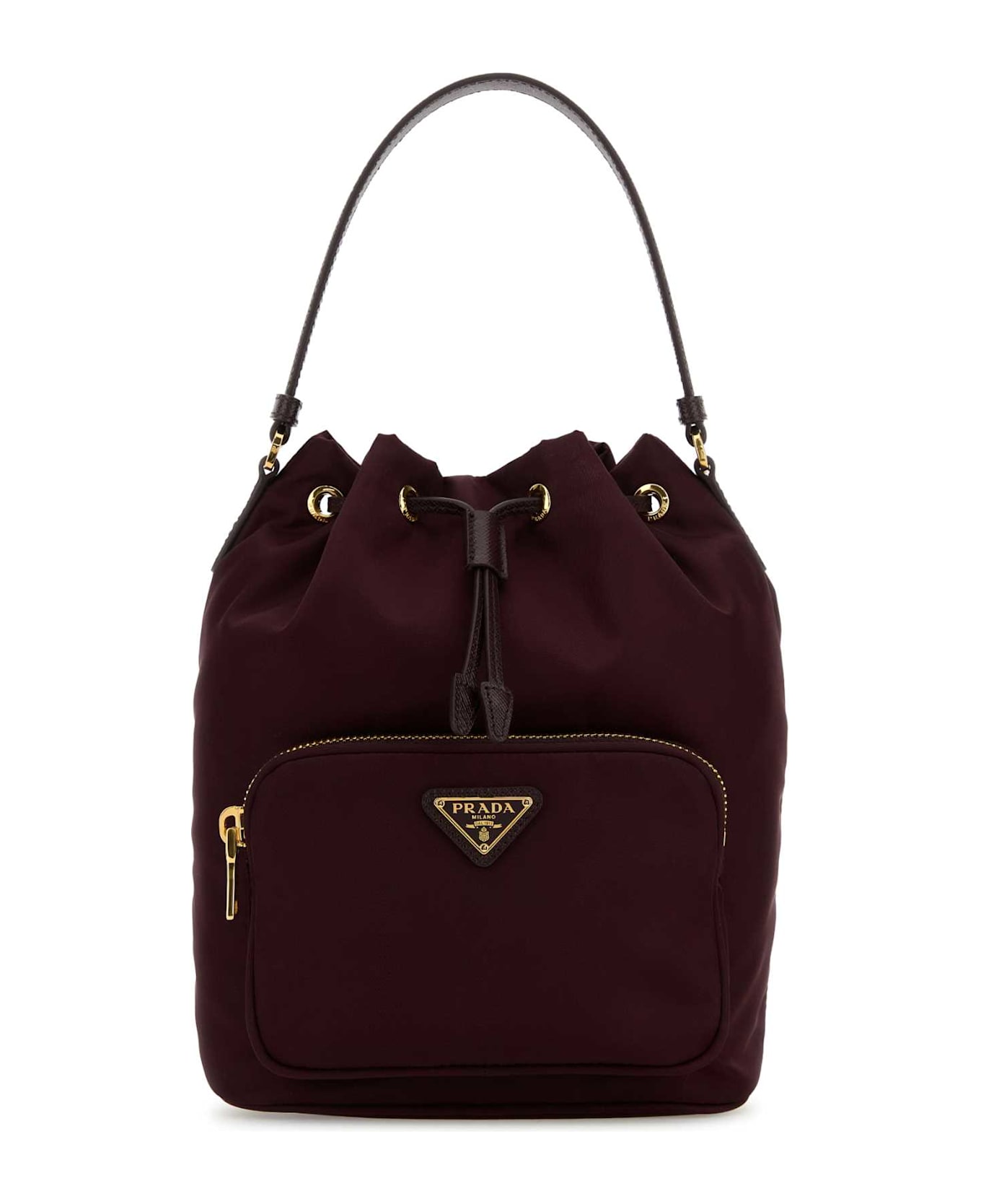 Prada Burgundy Re-nylon Duet Bucket Bag - BORDEAUX