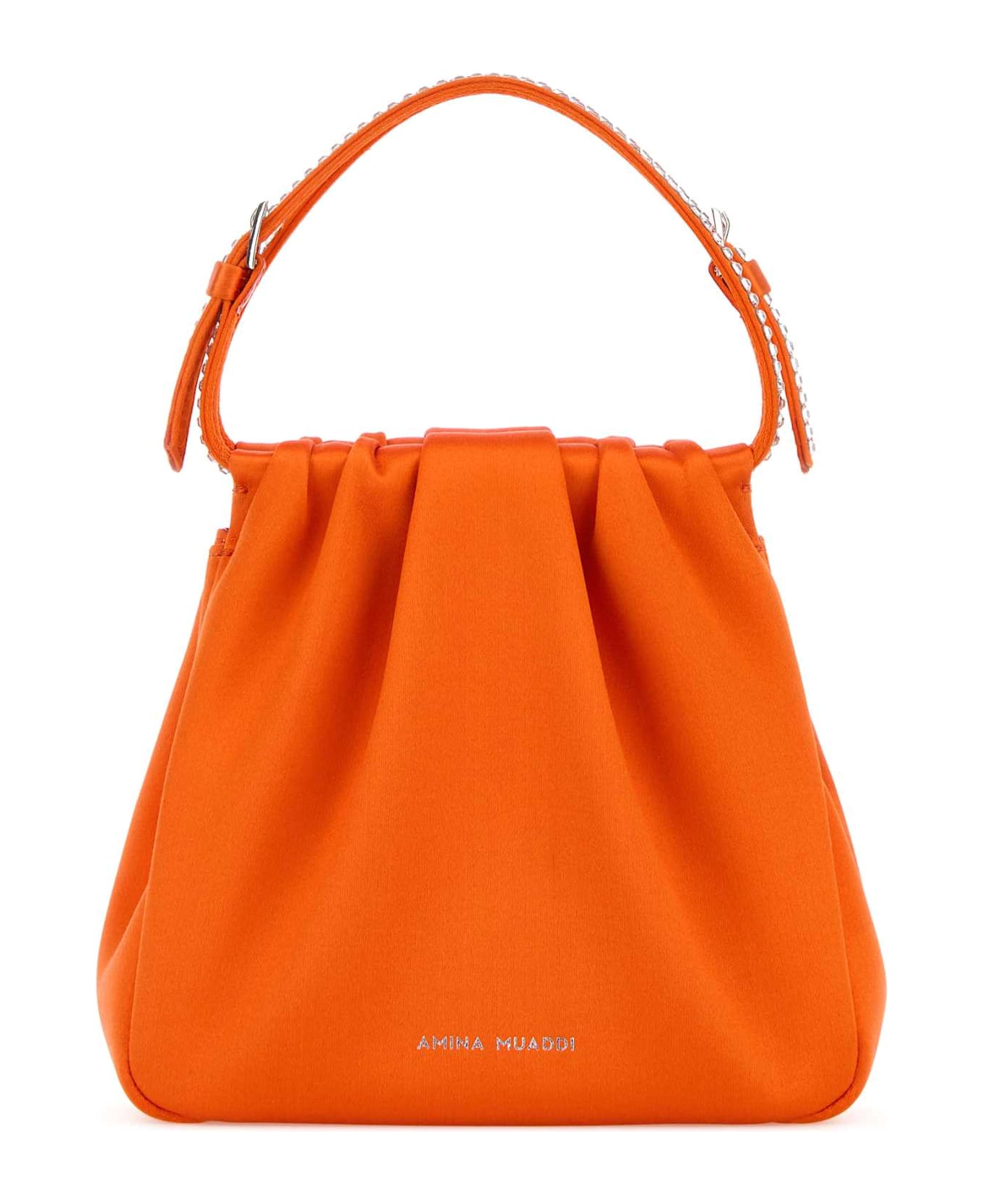 Amina Muaddi Orange Satin Vittoria Crystal Handbag - SATINORANGEWHITECRYSTALS&SILVERHARDWARE