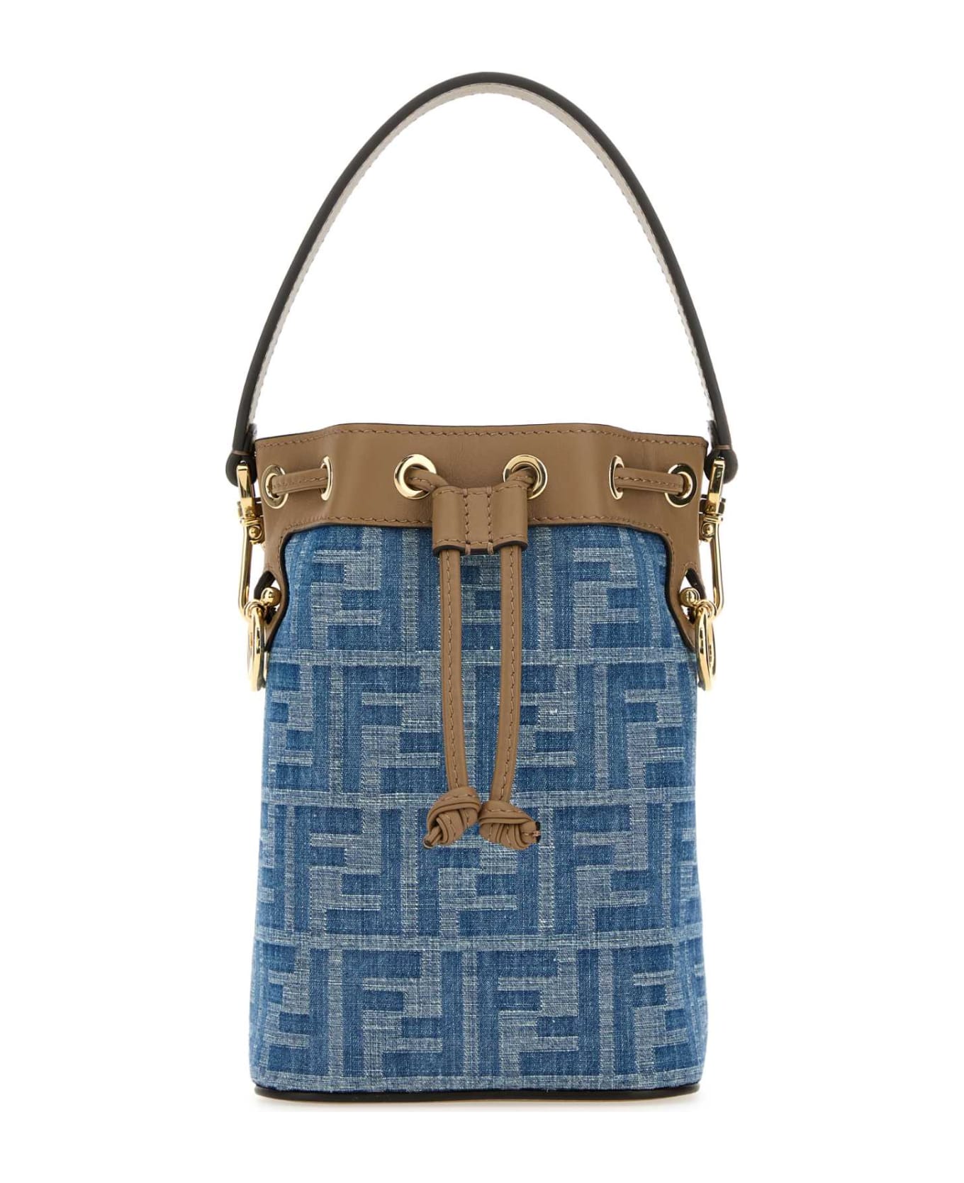 Fendi Embroidered Denim Mon Tresor Bucket Bag - DENIMSANDOS