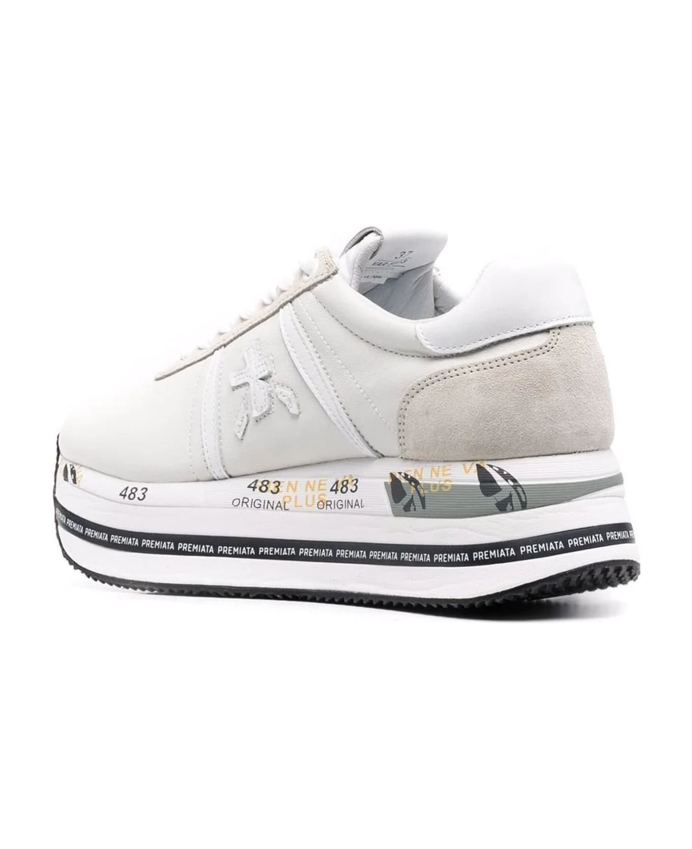 Premiata White Leather Beth Sneakers - White ウェッジシューズ