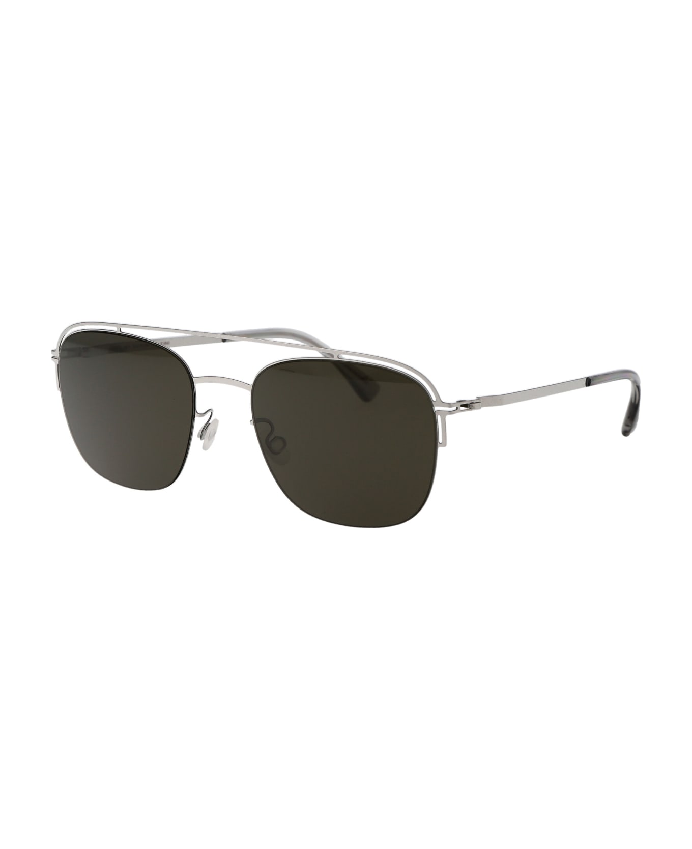 Mykita Nor Sunglasses - 051 Shiny Silver Raw Green Solid