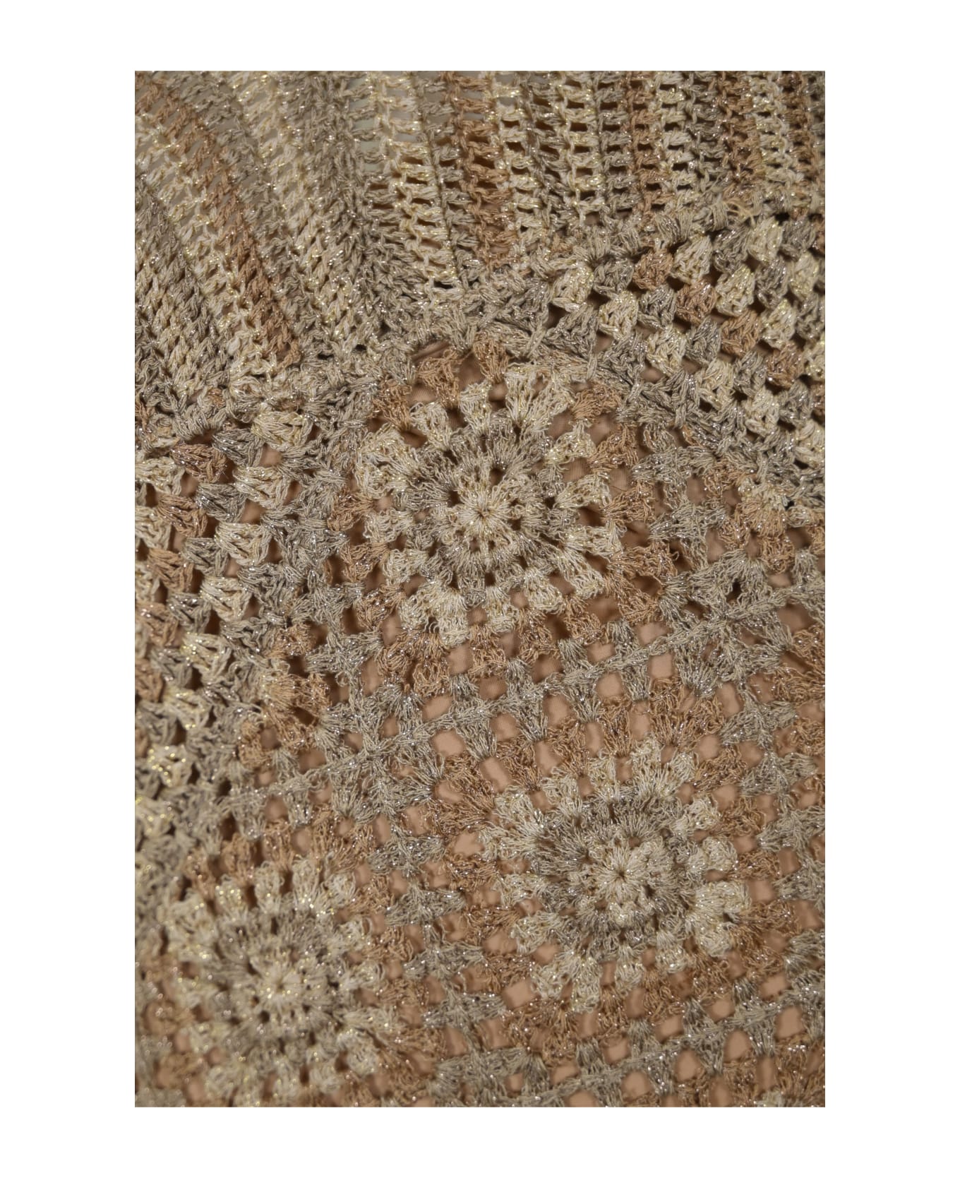 TwinSet Crochet And Lurex Knit Mini Dress - Natural