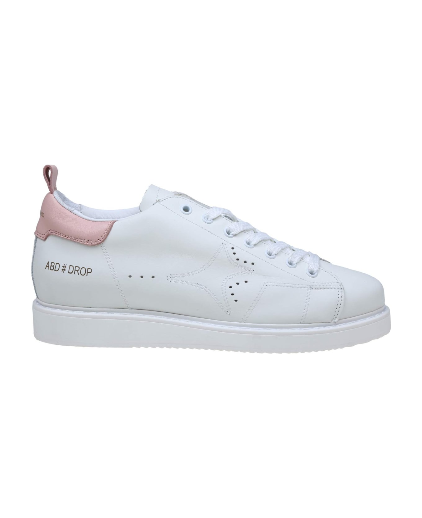 AMA-BRAND White And Pink Leather Sneakers - WHITE/PINK