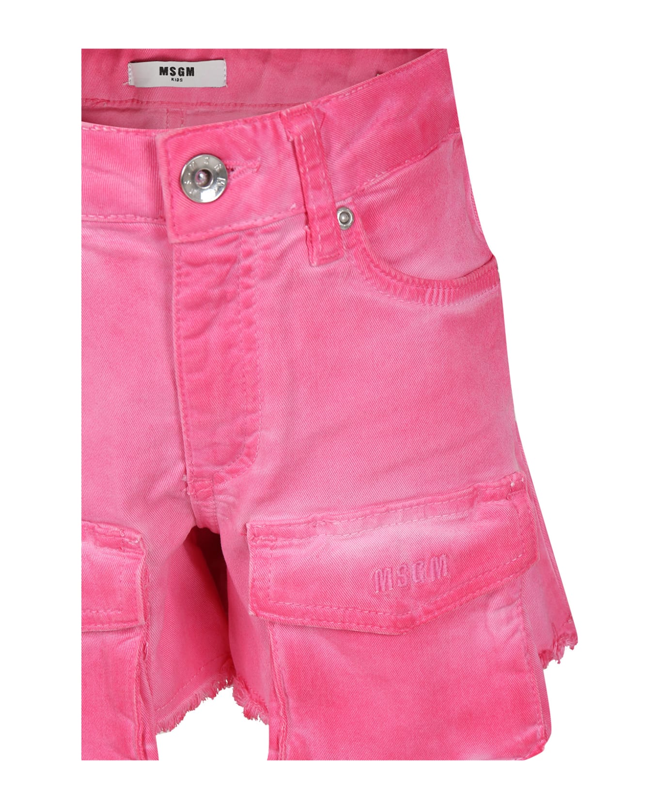 MSGM Fuchsia Denim Shorts For Girl - Fuchsia