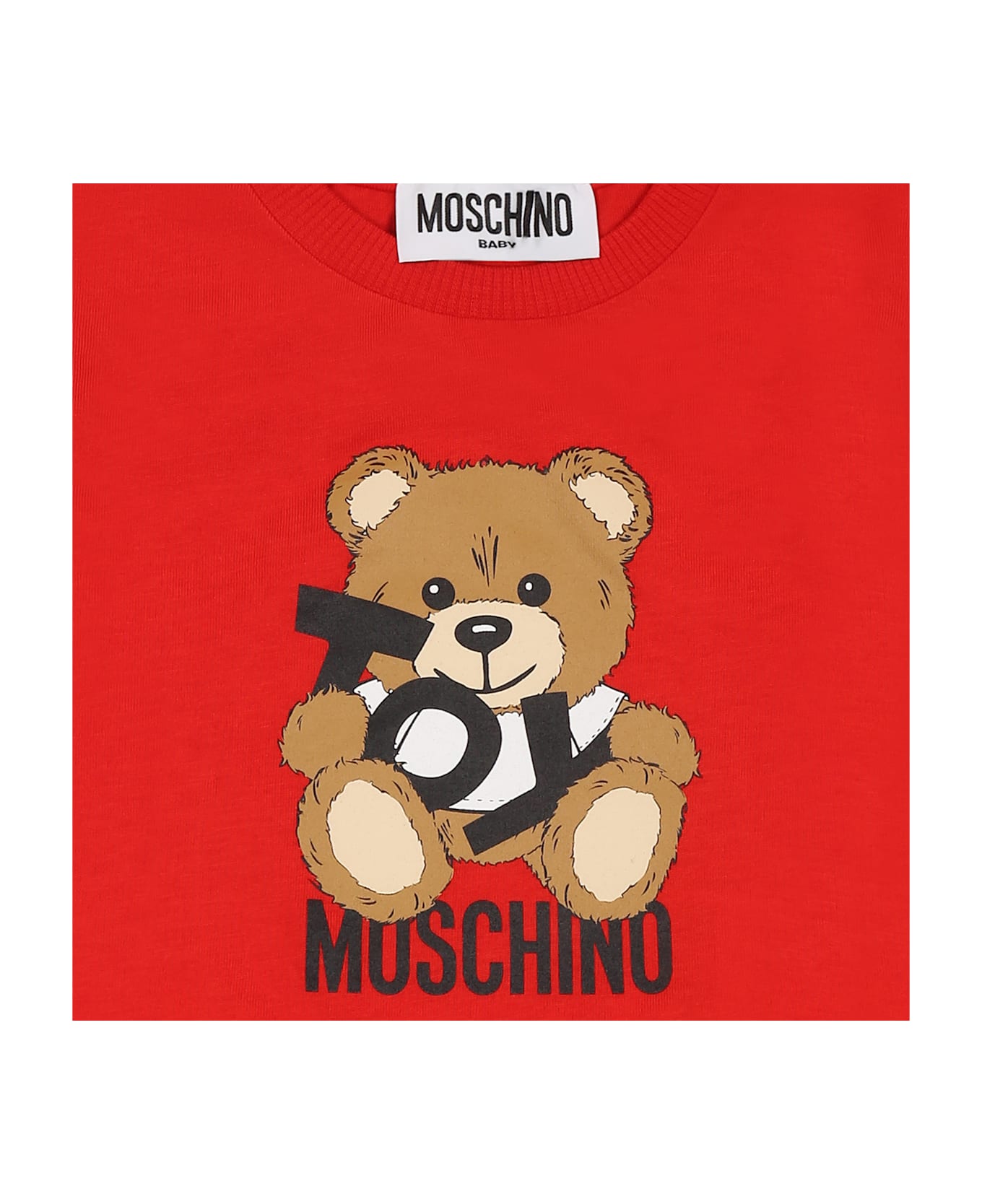 Moschino Red T-shirt For Babykids With Teddy Bear - Red