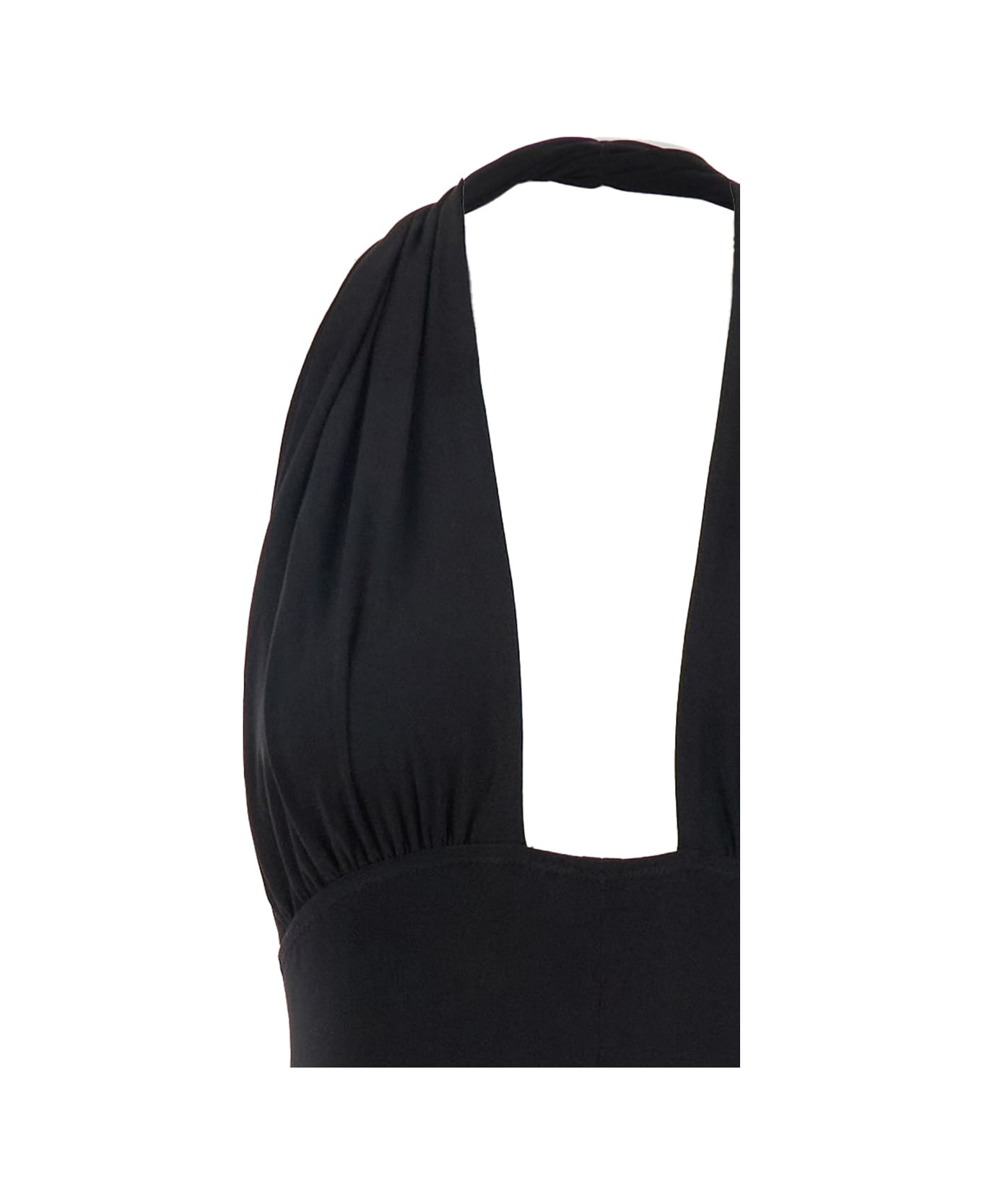 Norma Kamali Cross Halter Straight Leg Jumpsuit - Black