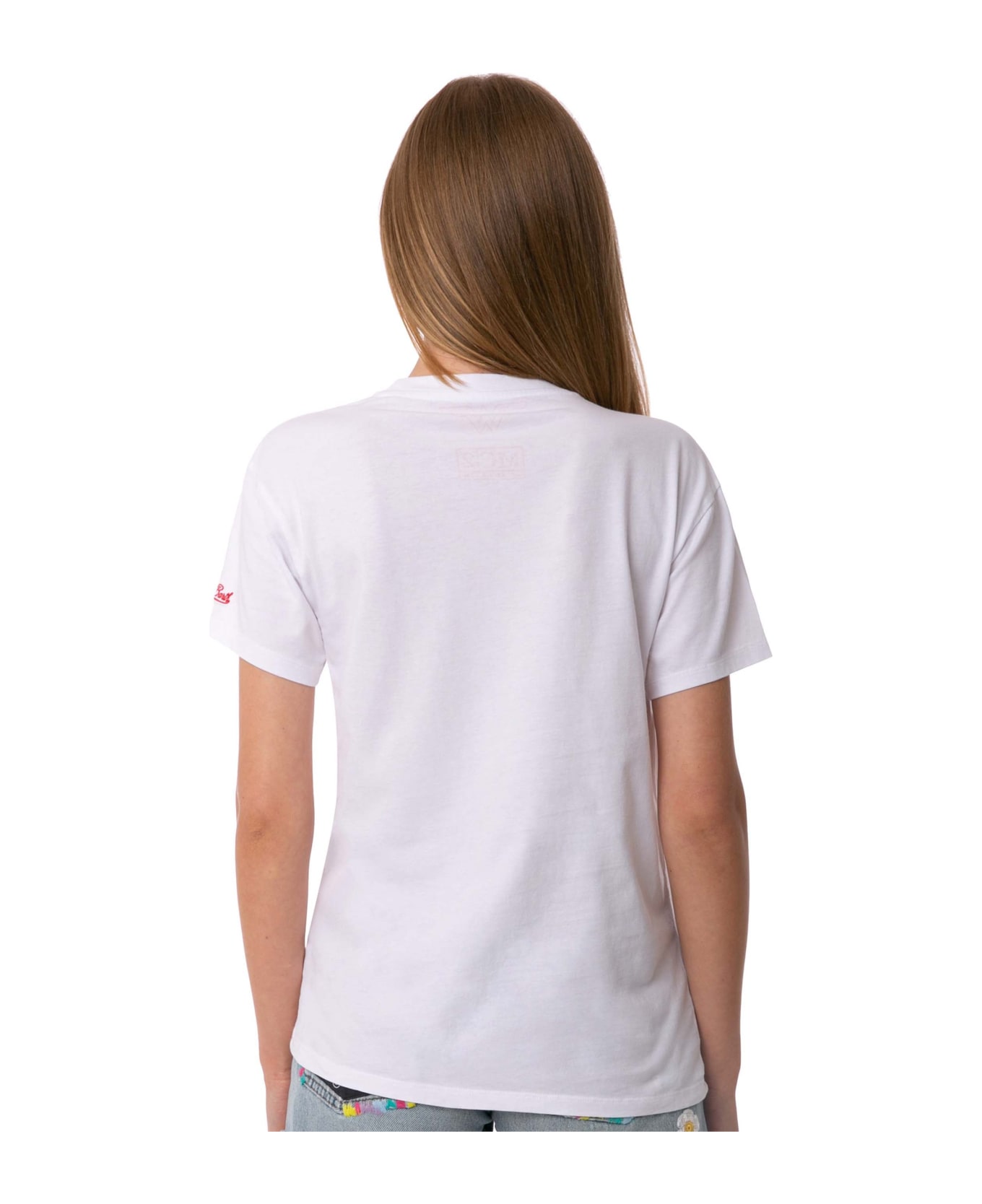 MC2 Saint Barth Woman Cotton T-shirt With Love Paris Embroidery - WHITE