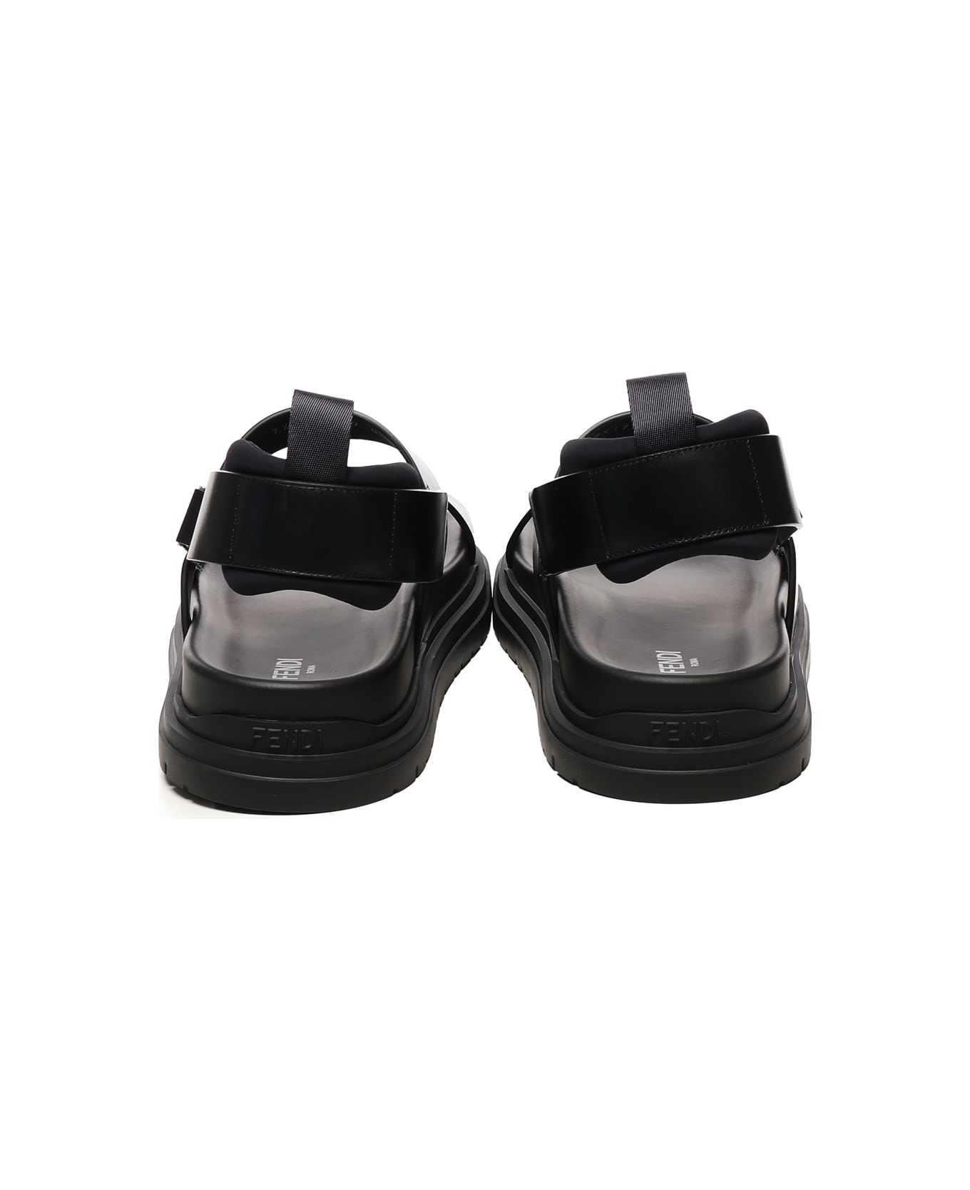 Fendi Ff Leather Sandals - Black