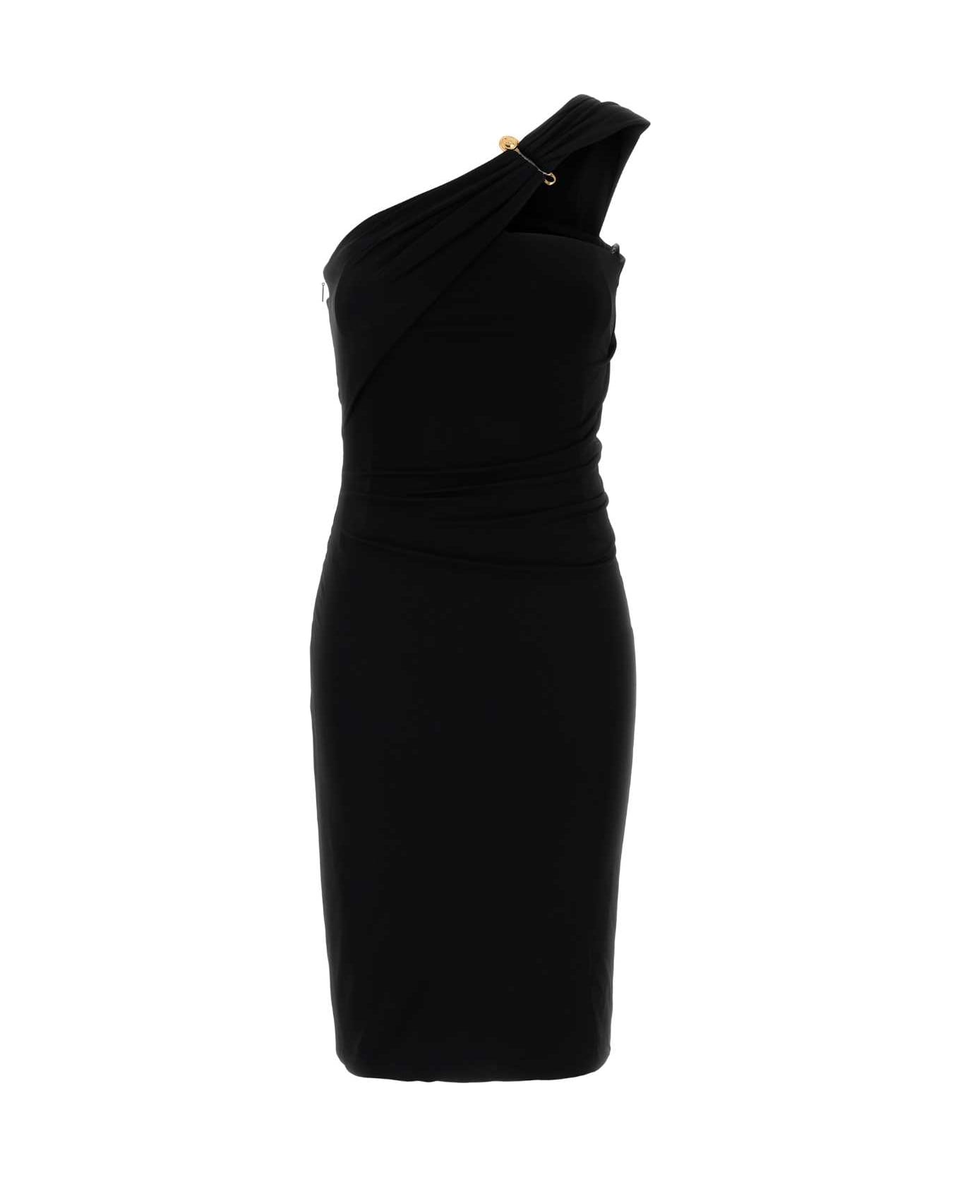 Versace Black Crepe One-shoulder Dress - BLACK