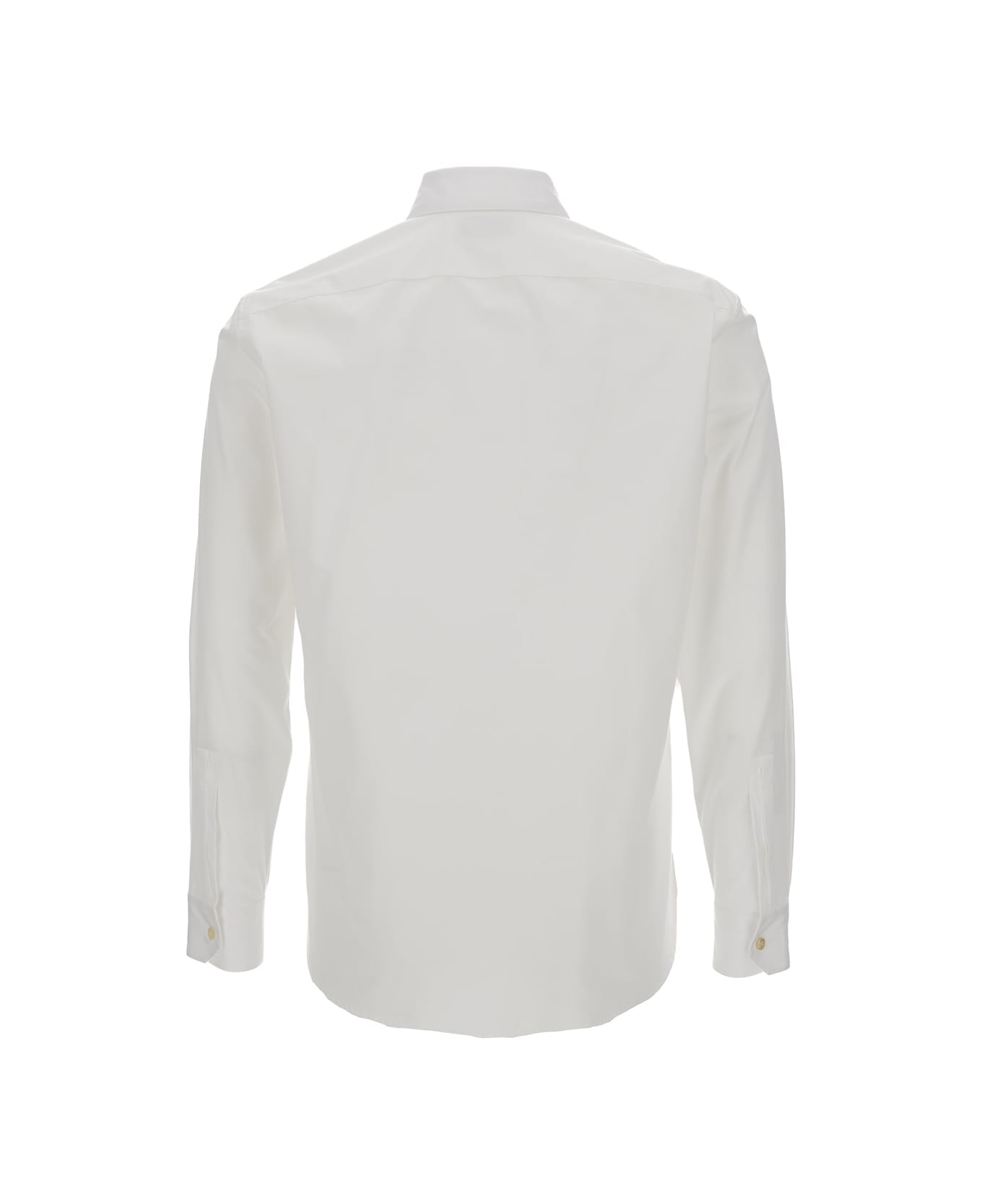 Saint Laurent White Pointed Collar Long Sleeve Shirt In Cotton Man - White