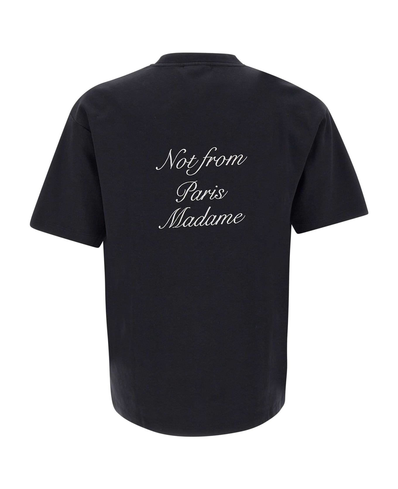 Drôle de Monsieur "le Cursive Slogan T-shirt" Cotton T-shirt - BLACK