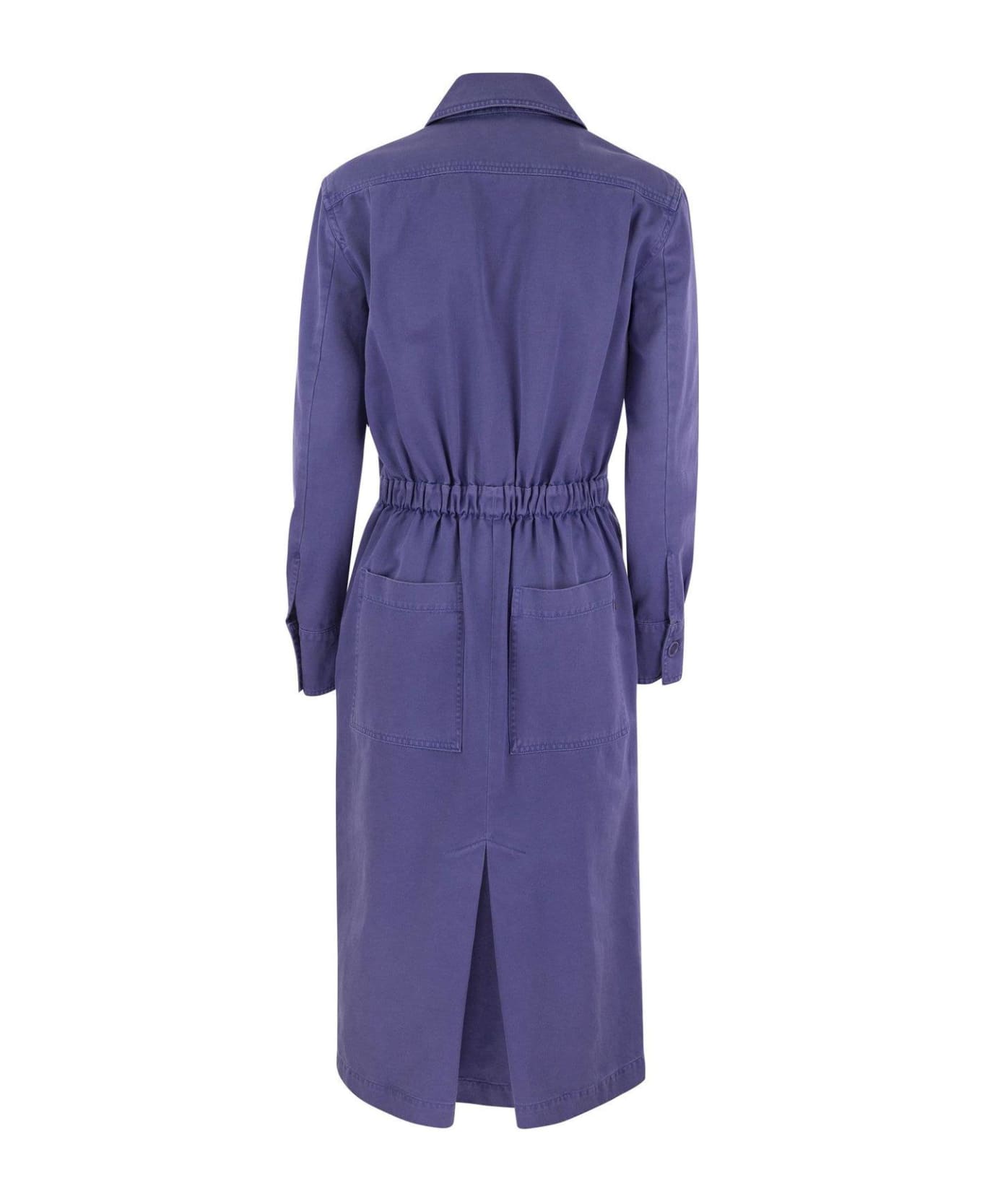 Max Mara Button Detailed Long-sleeved Midi Dress - Purple ワンピース＆ドレス