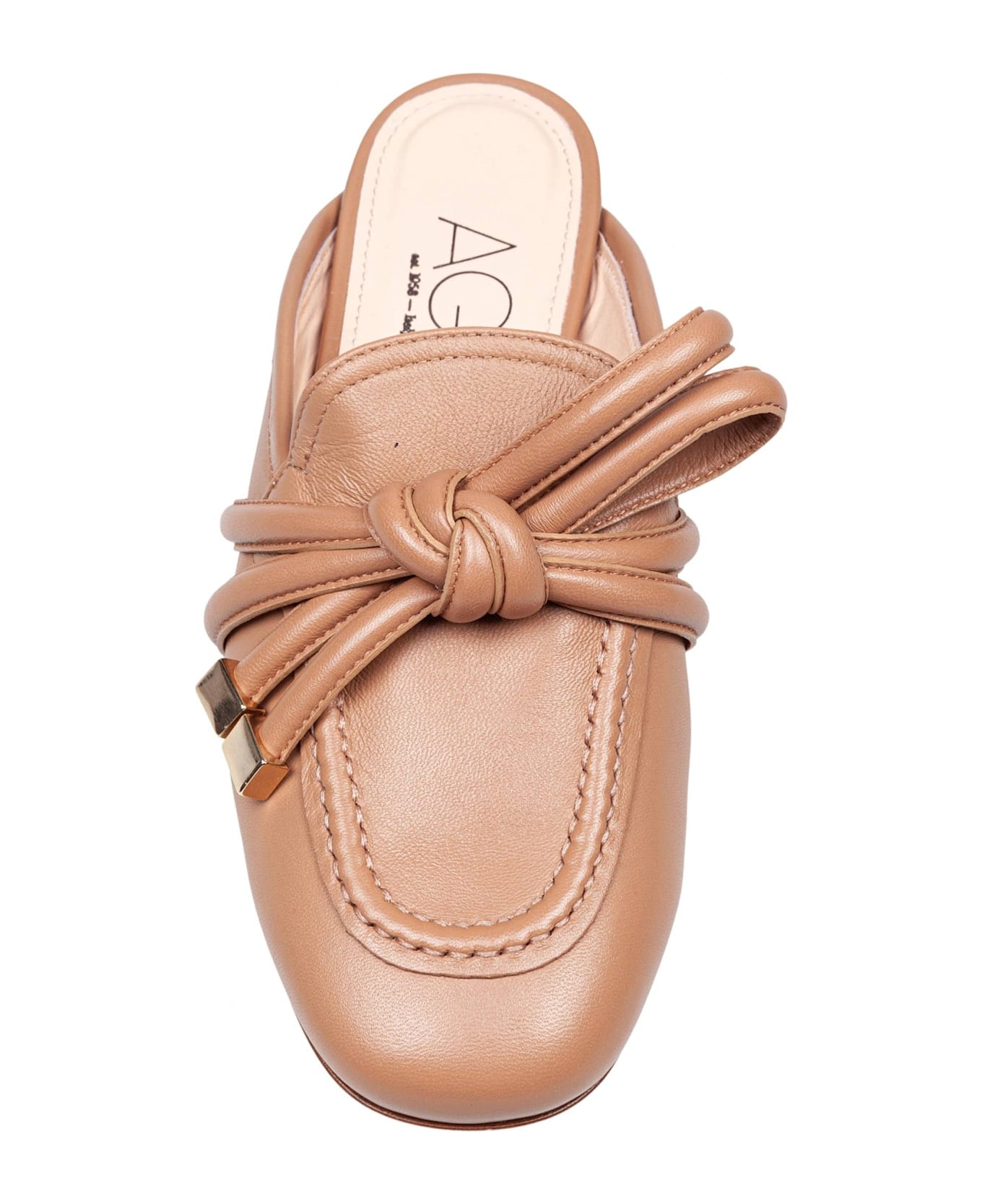 AGL Mule Ribbon In Leather Color Cocoa - COCOA