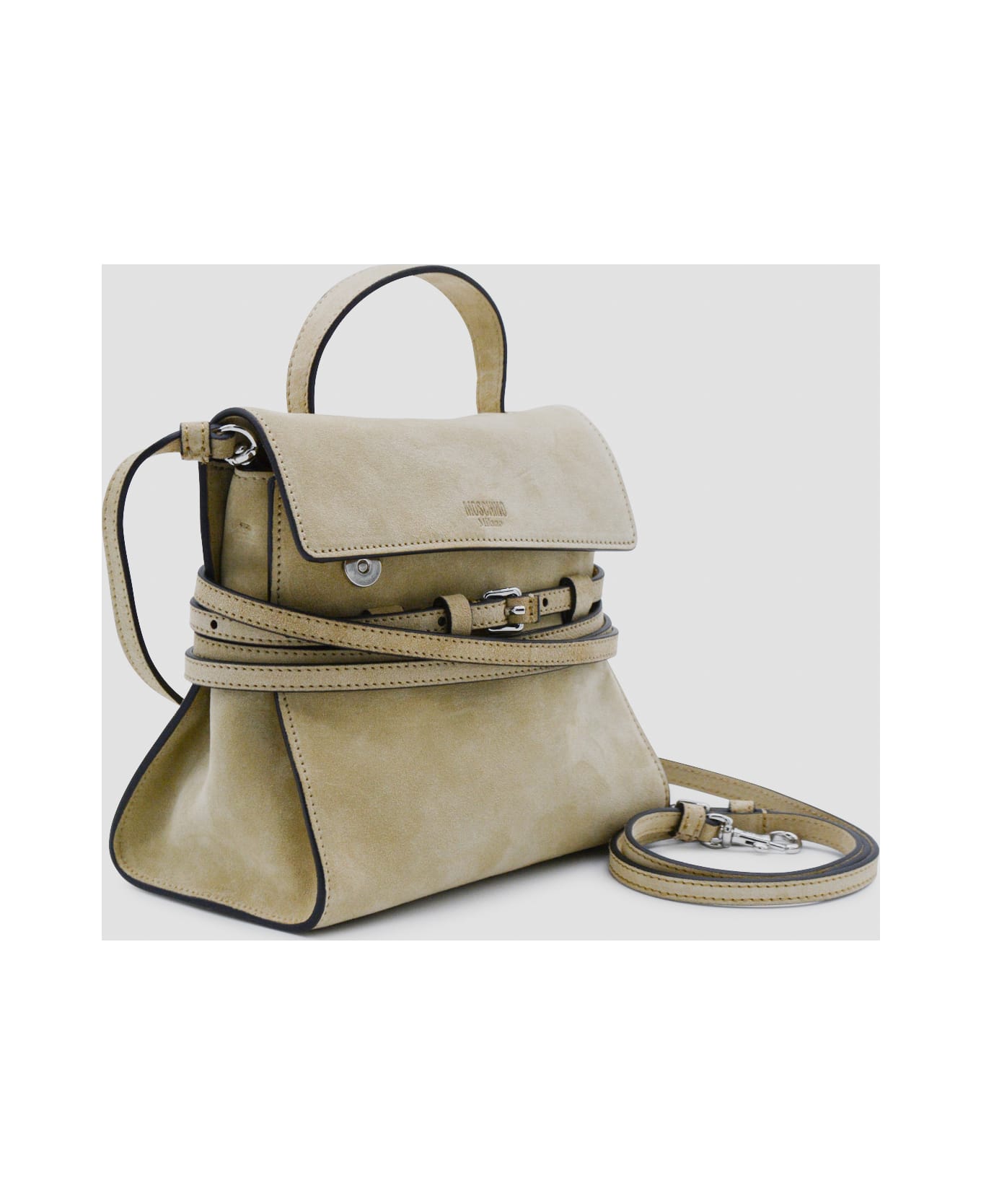Moschino Light Beige Leather Top Handle Bag - Rope